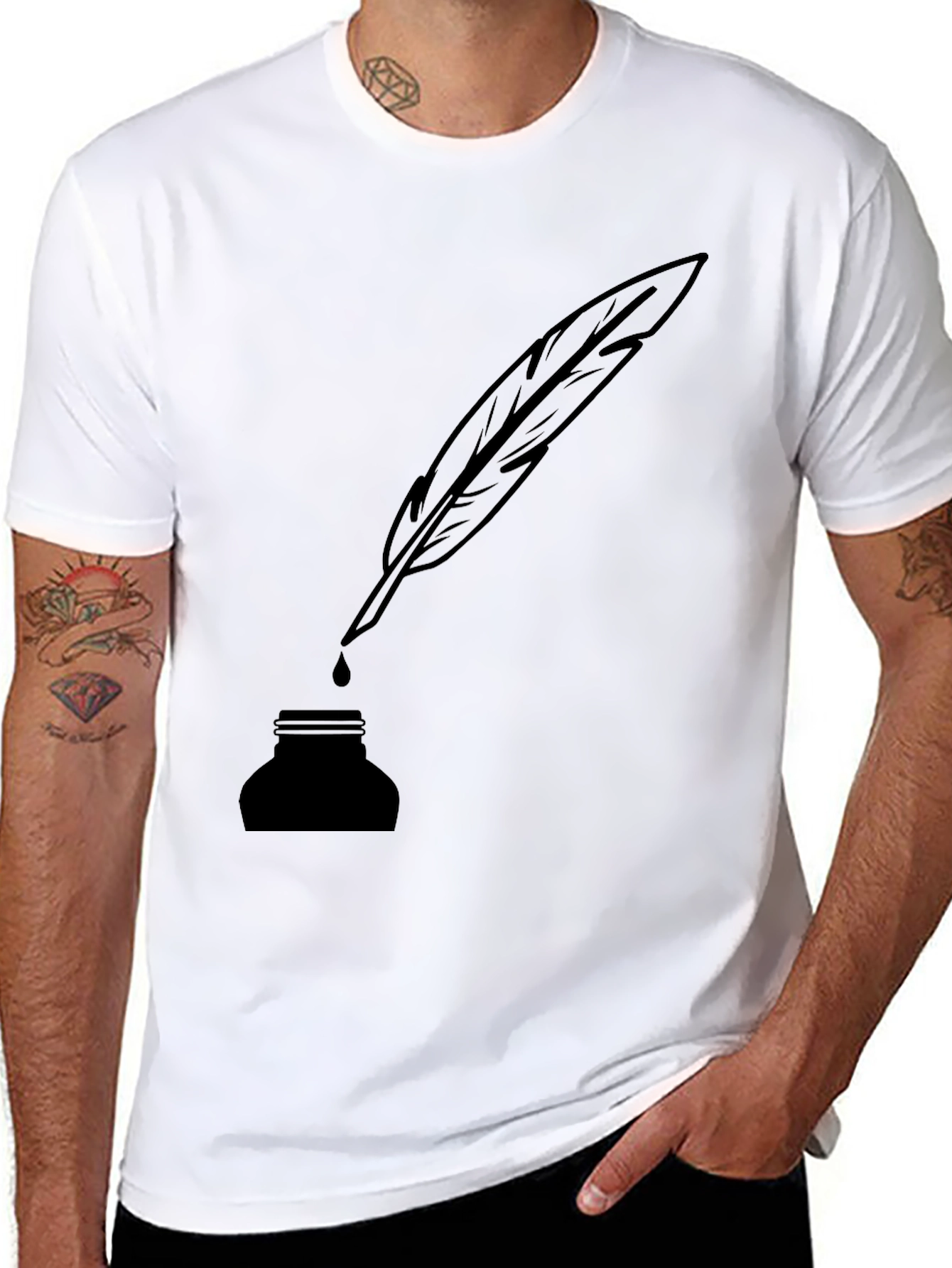 Feather & Ink T-Shirt - Classic Writer Style