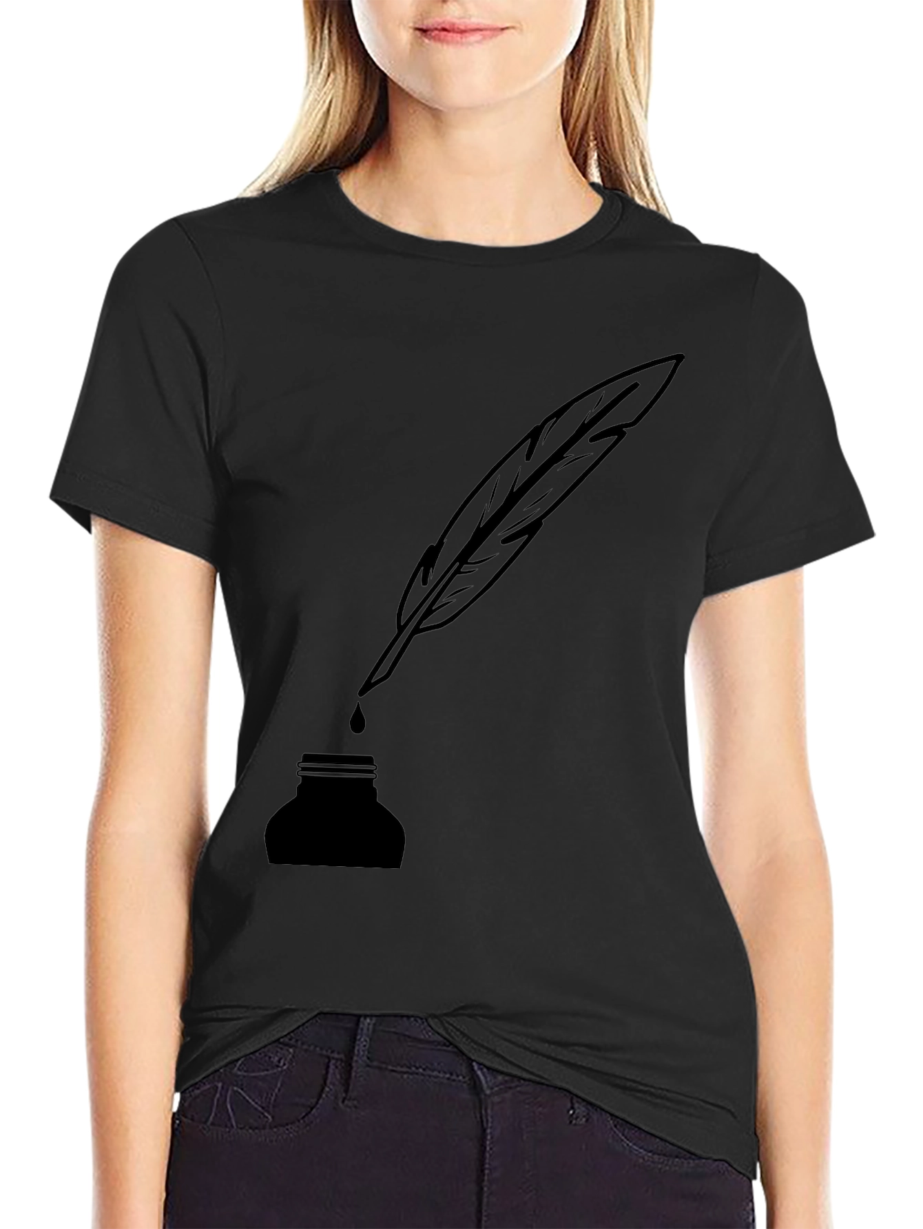 Feather & Ink T-Shirt - Classic Writer Style