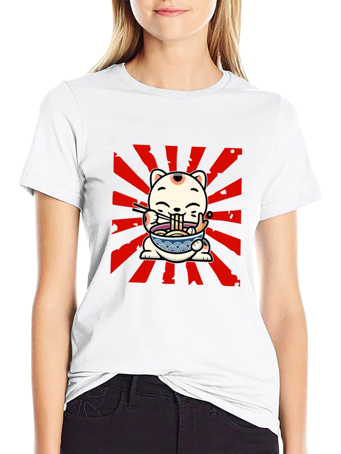 Maneki Neko Ramen T-Shirt - Lucky Cat Design