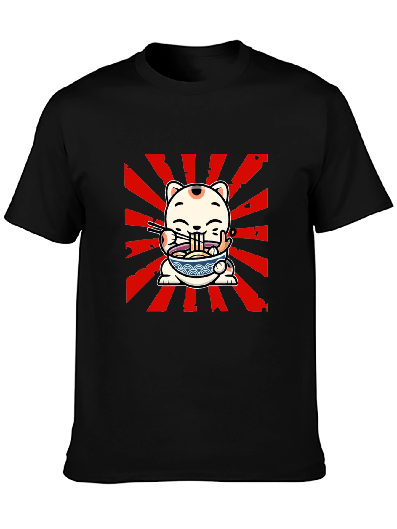 Maneki Neko Ramen T-Shirt - Lucky Cat Design