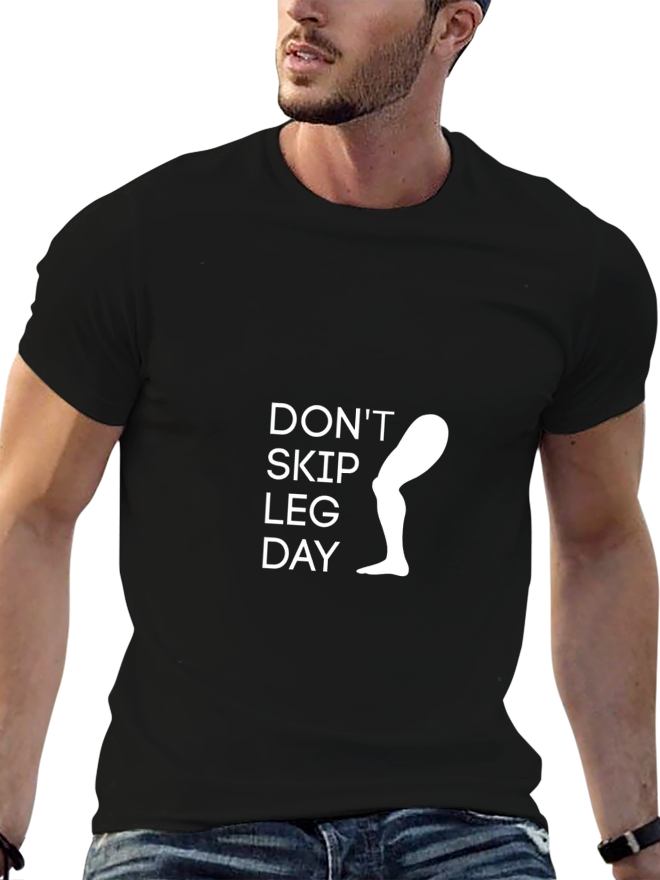 Dont Skip Leg Day Black T-Shirt Gym Workout