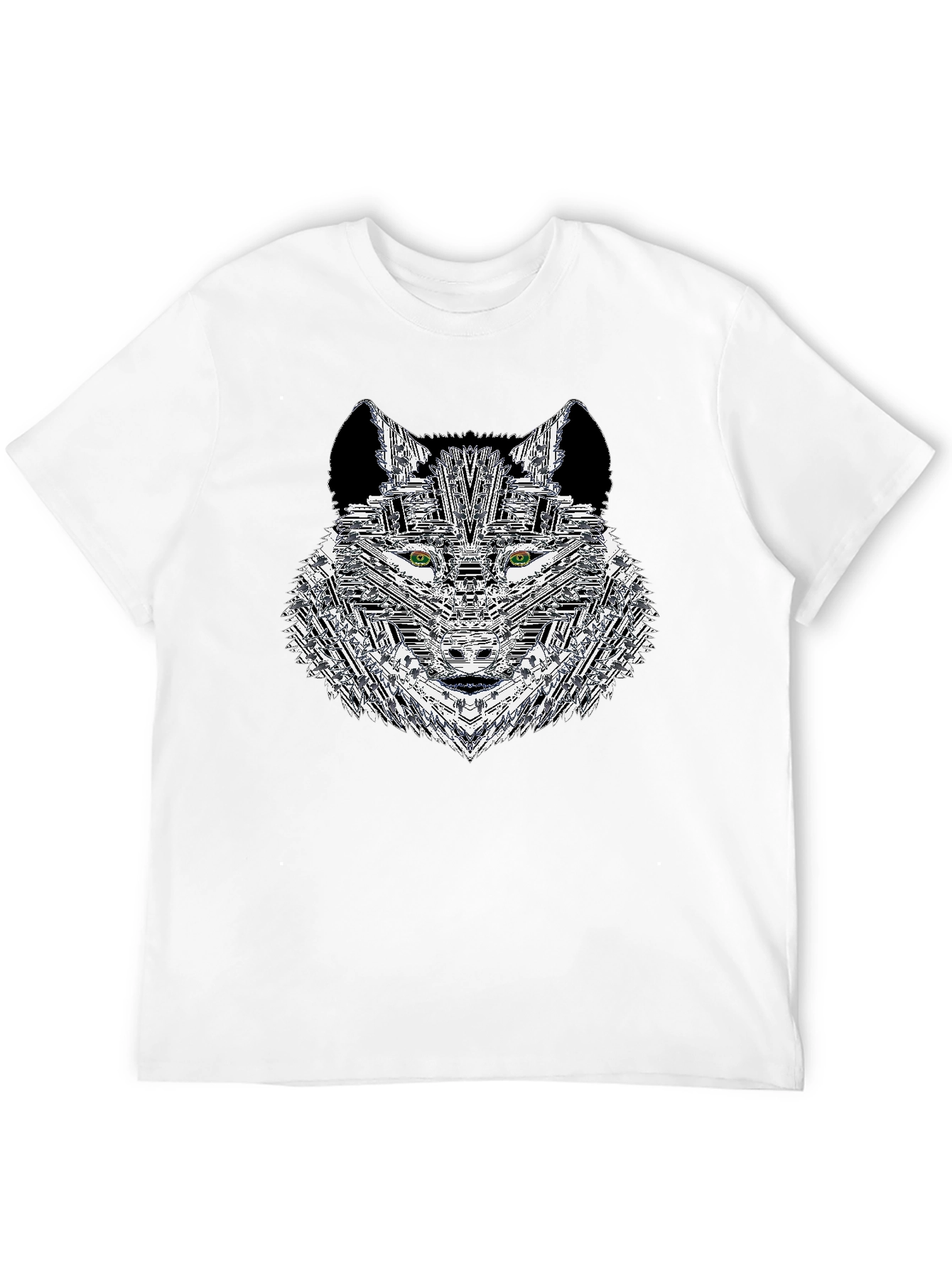Geometric Wolf Graphic Print Mens T-Shirt