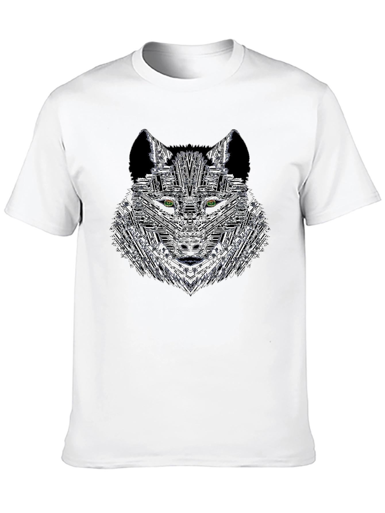 Geometric Wolf Graphic Print Mens T-Shirt