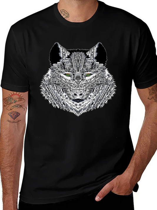 Geometric Wolf Graphic Print Mens T-Shirt