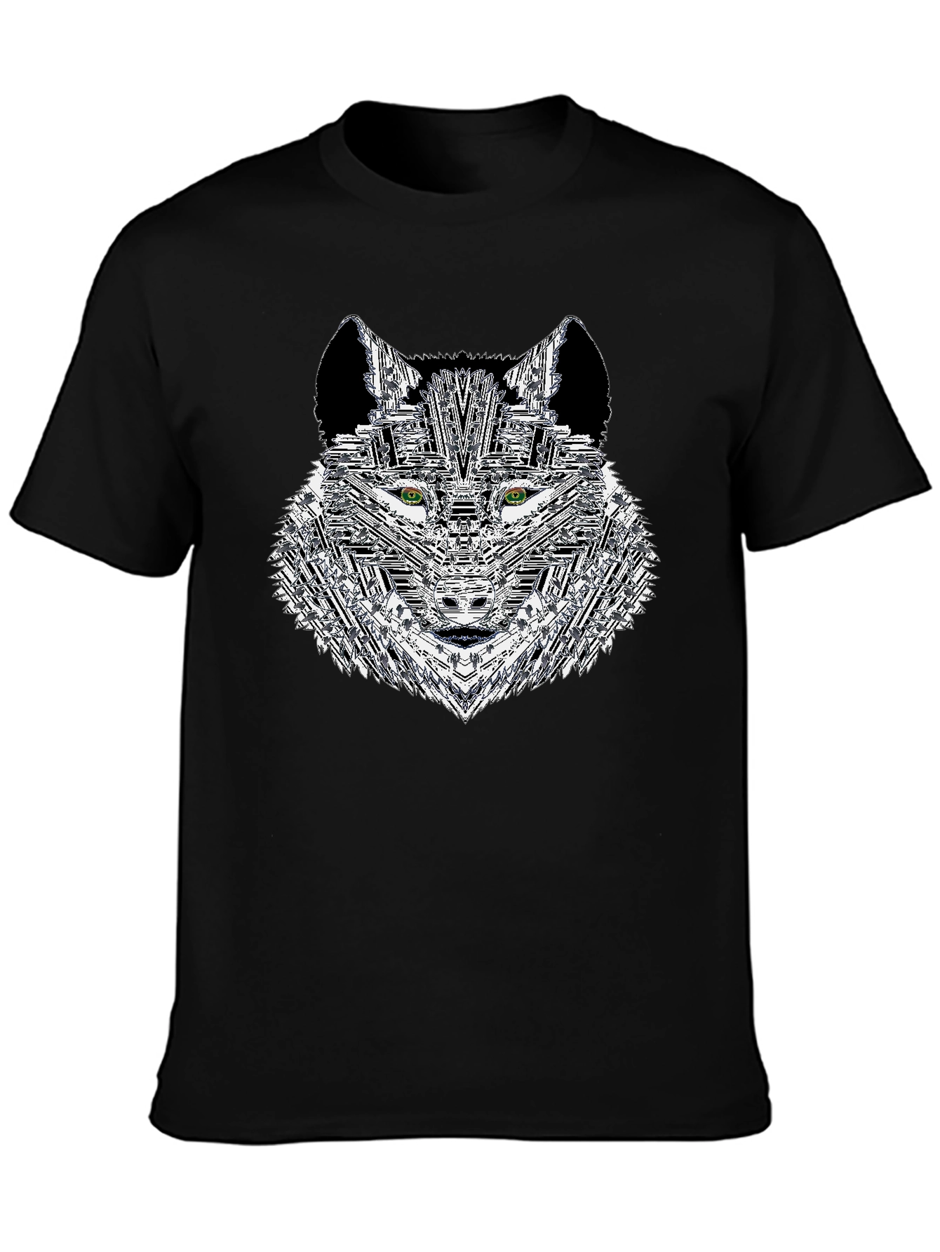 Geometric Wolf Graphic Print Mens T-Shirt