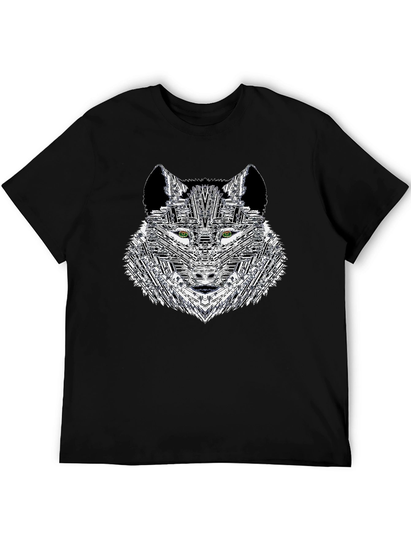Geometric Wolf Graphic Print Mens T-Shirt