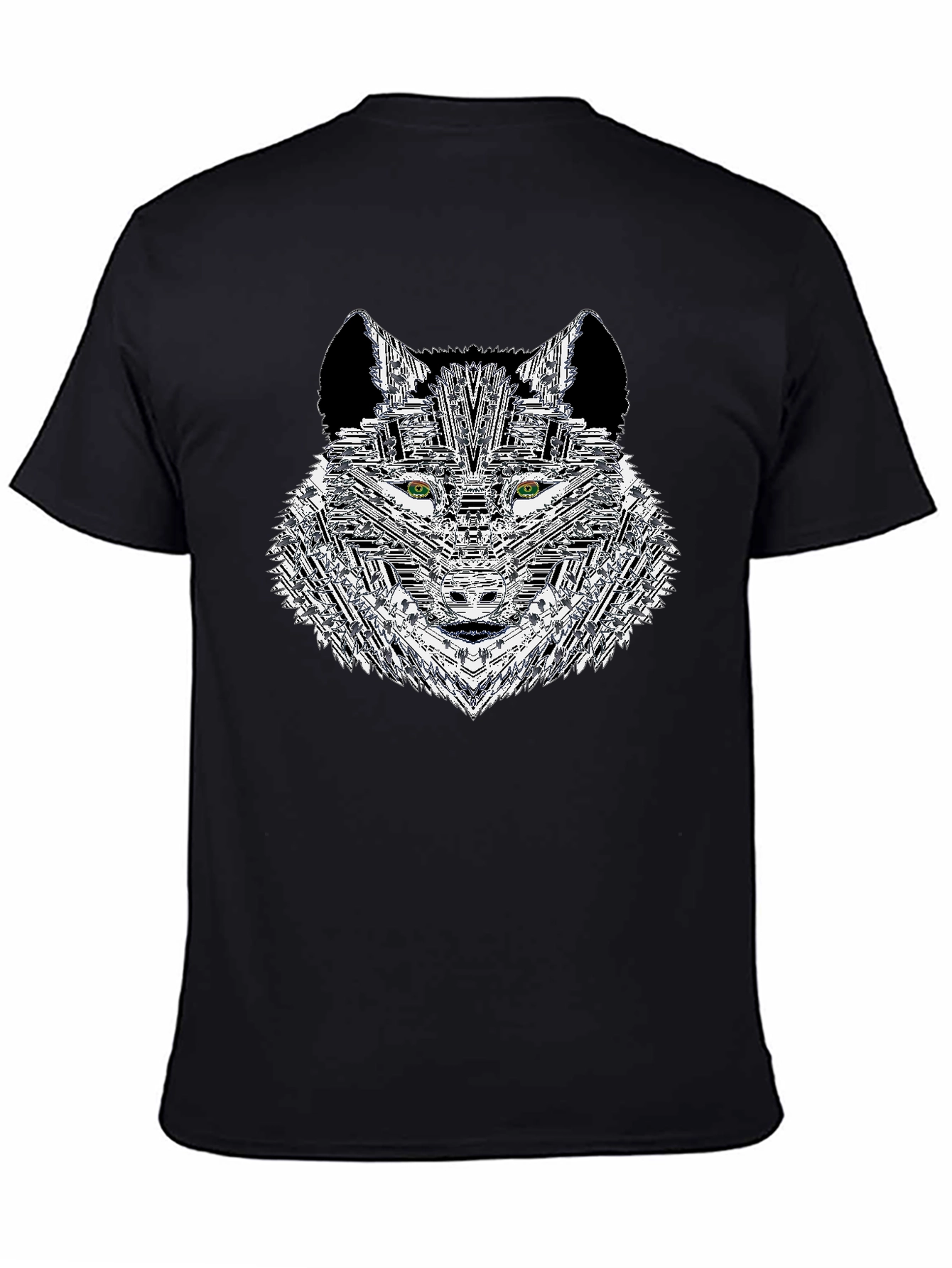 Geometric Wolf Graphic Print Mens T-Shirt