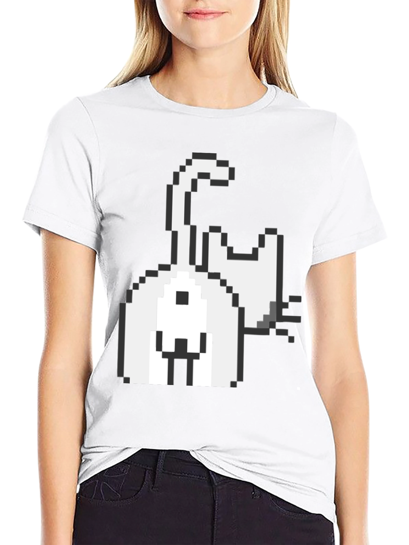 Pixel Cat Graphic Tee - Black