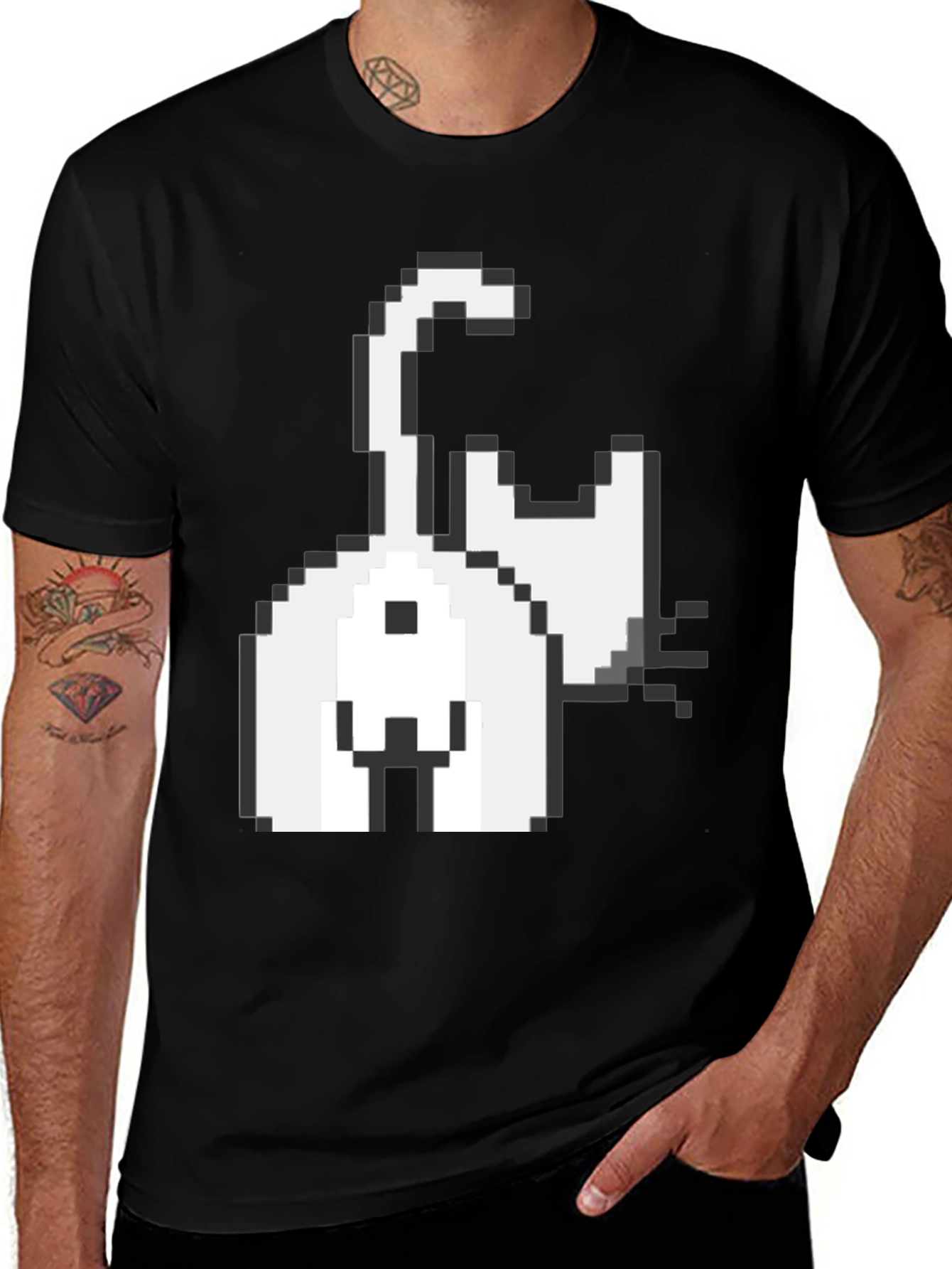 Pixel Cat Graphic Tee - Black