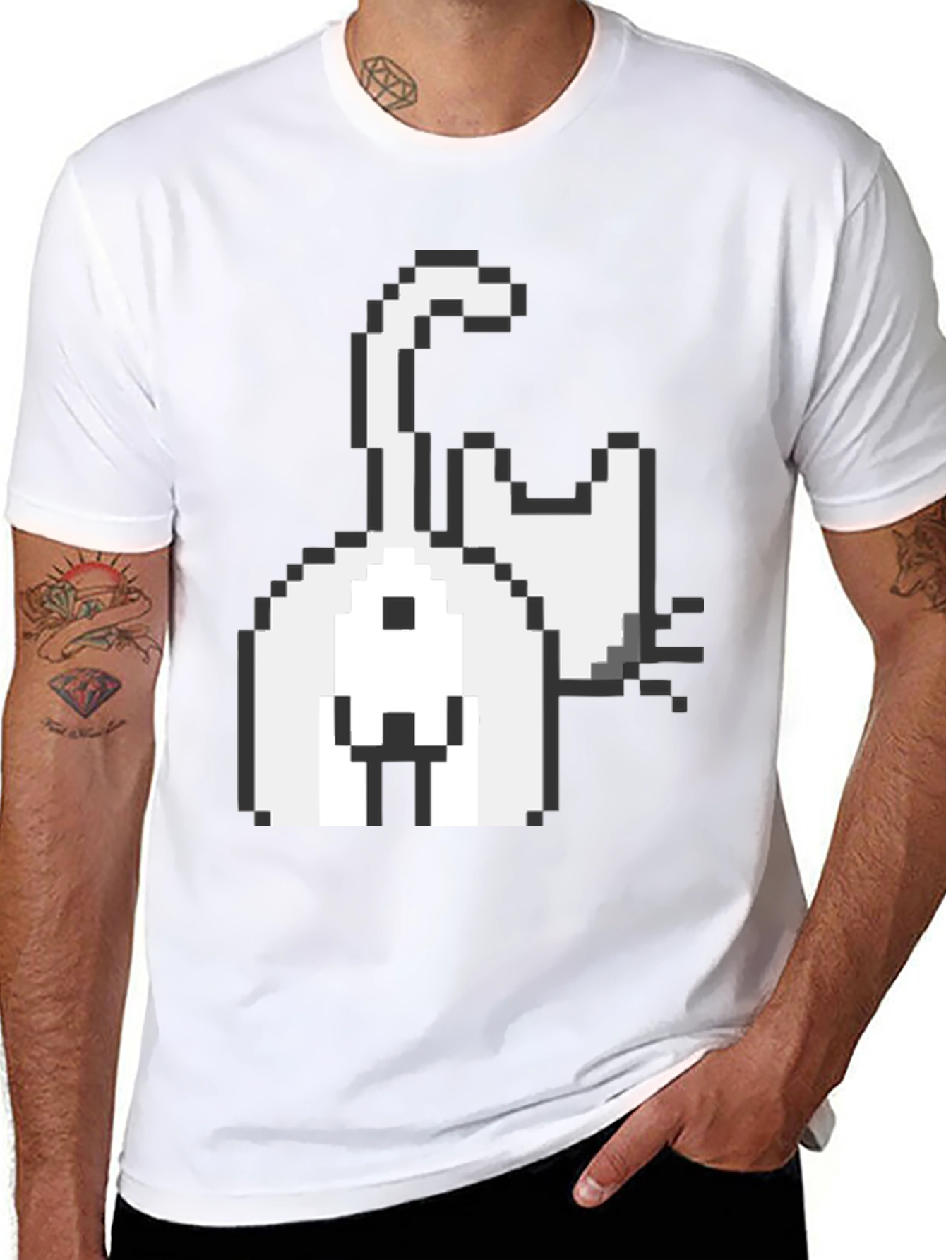 Pixel Cat Graphic Tee - Black
