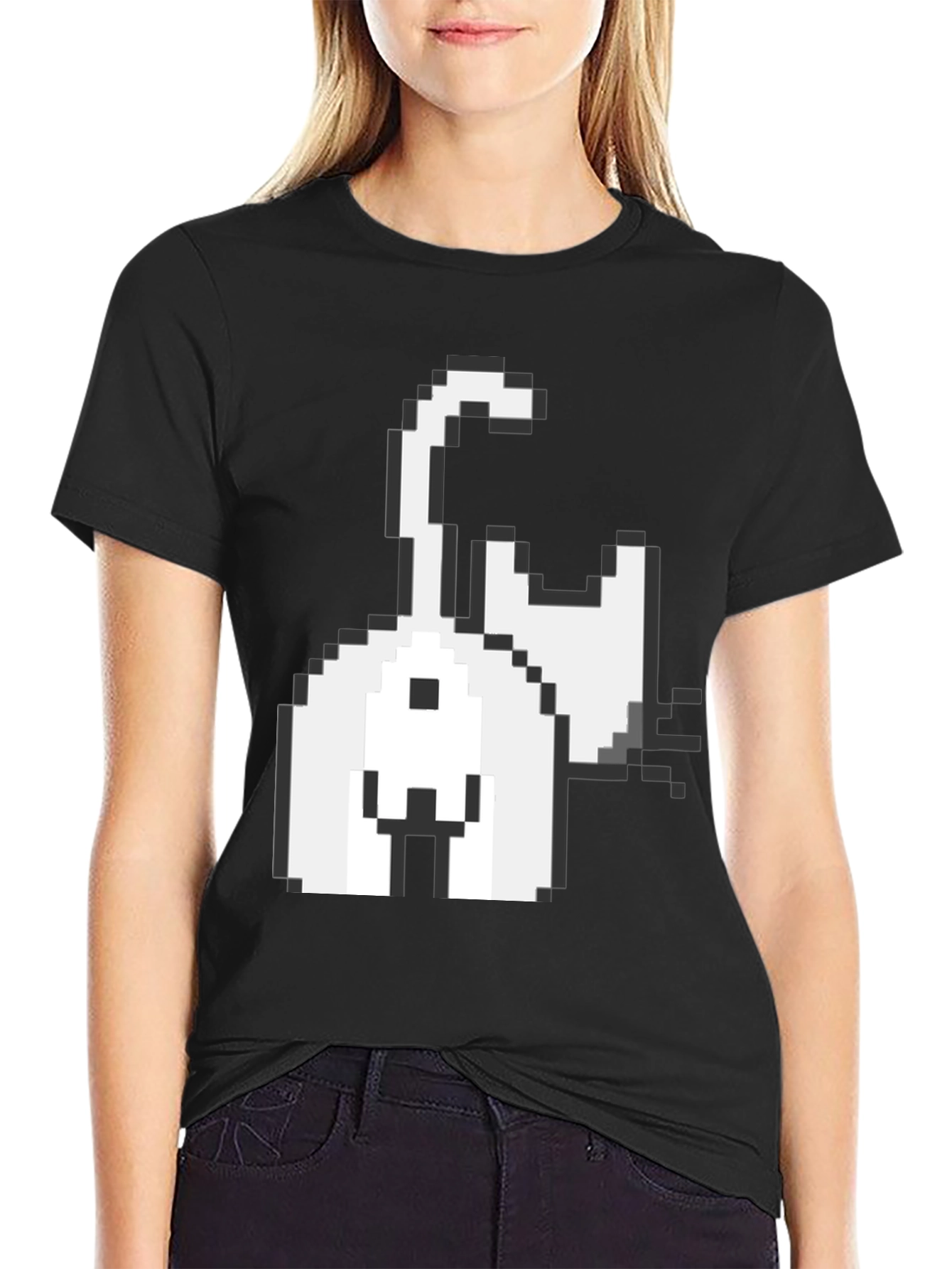 Pixel Cat Graphic Tee - Black
