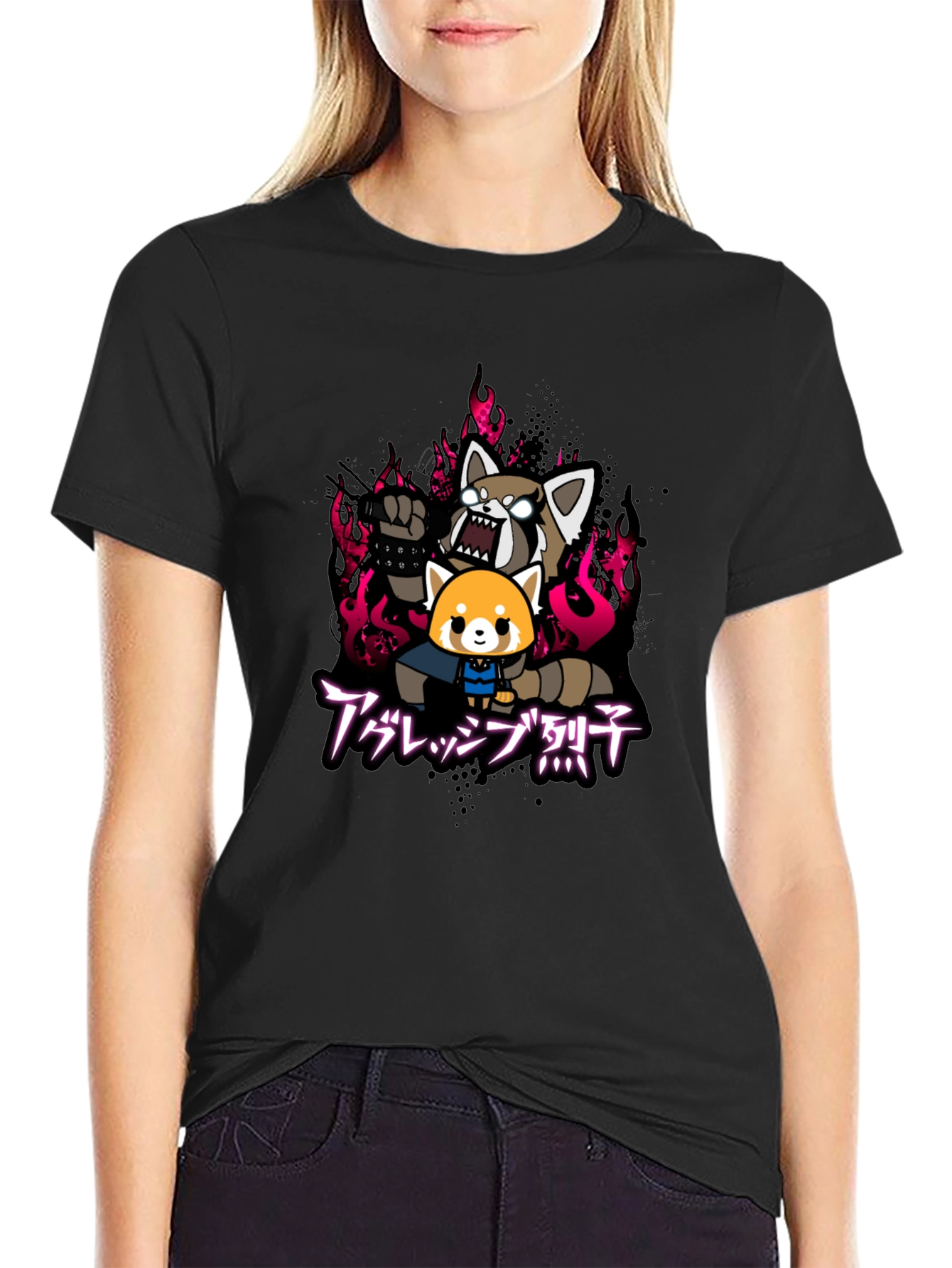 Aggretsuko Rage T-Shirt - Black Cotton Tee