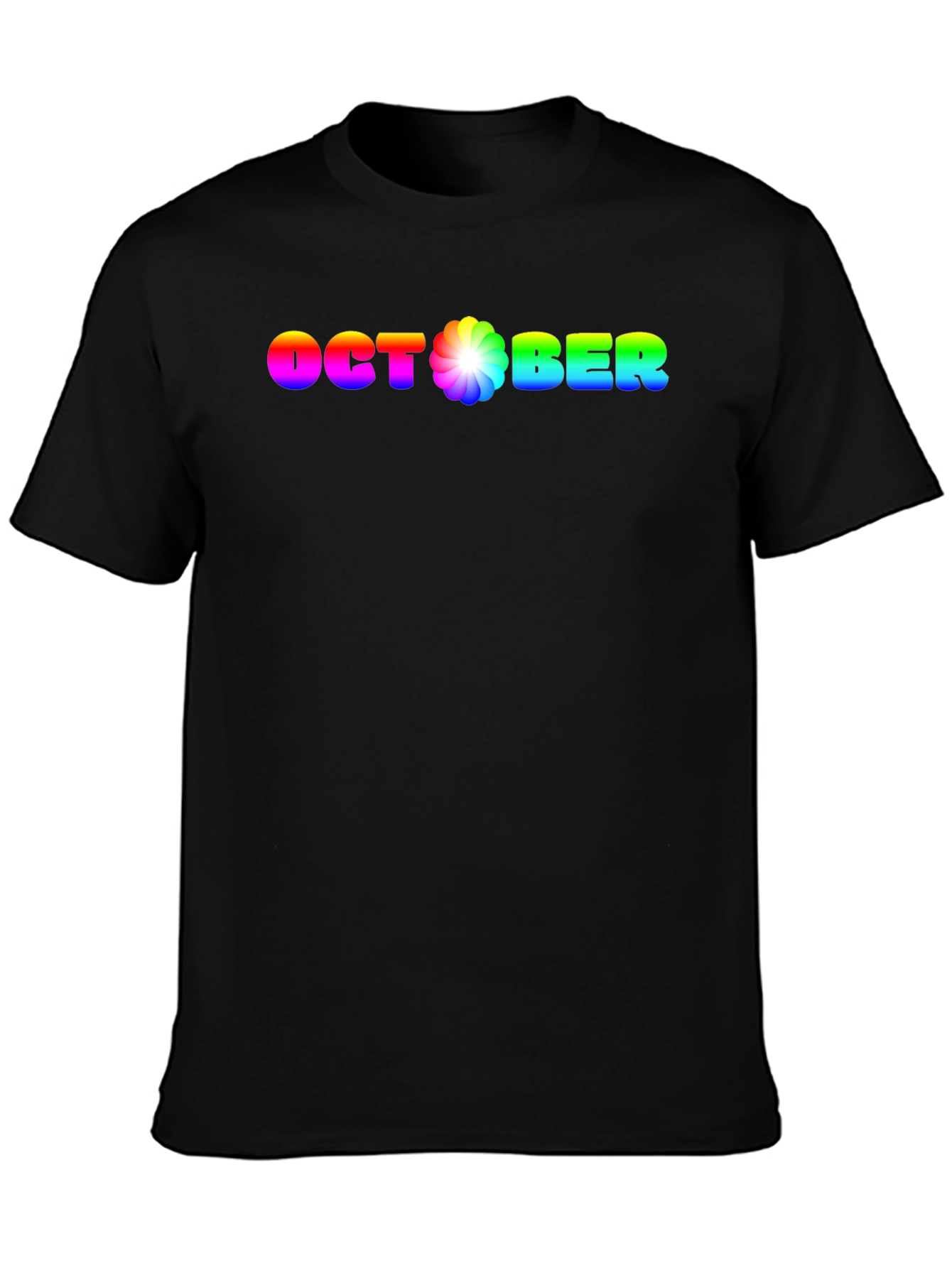 Rainbow October Graphic Black T-Shirt