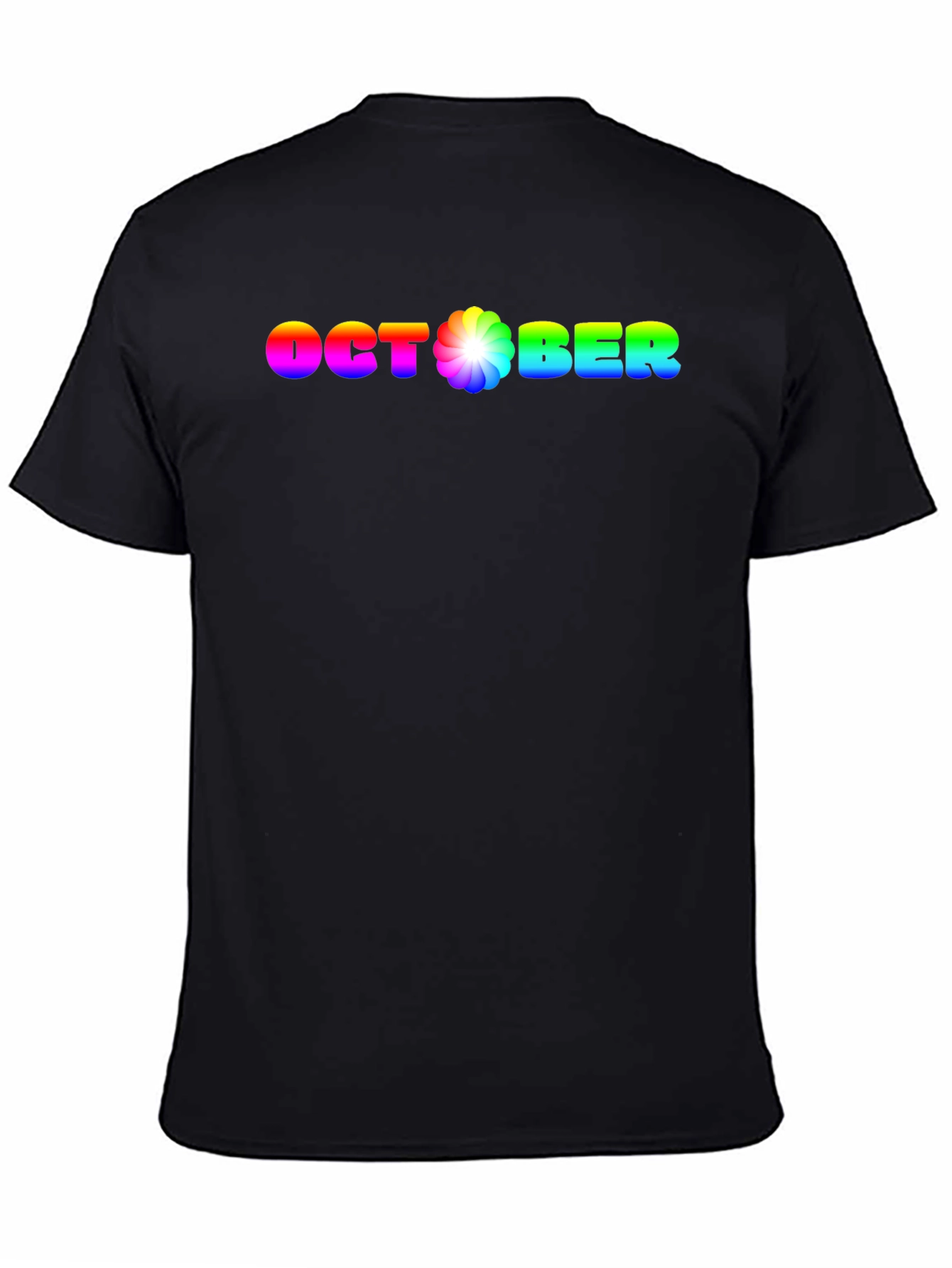 Rainbow October Graphic Black T-Shirt
