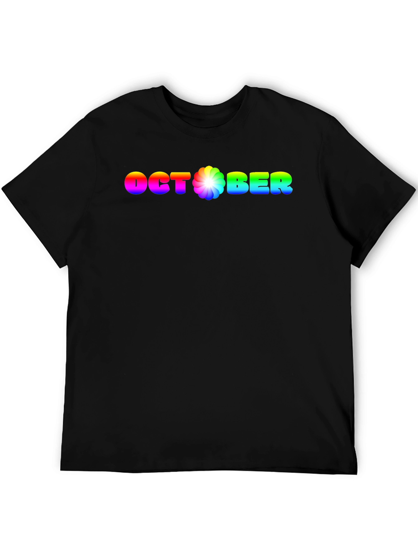 Rainbow October Graphic Black T-Shirt
