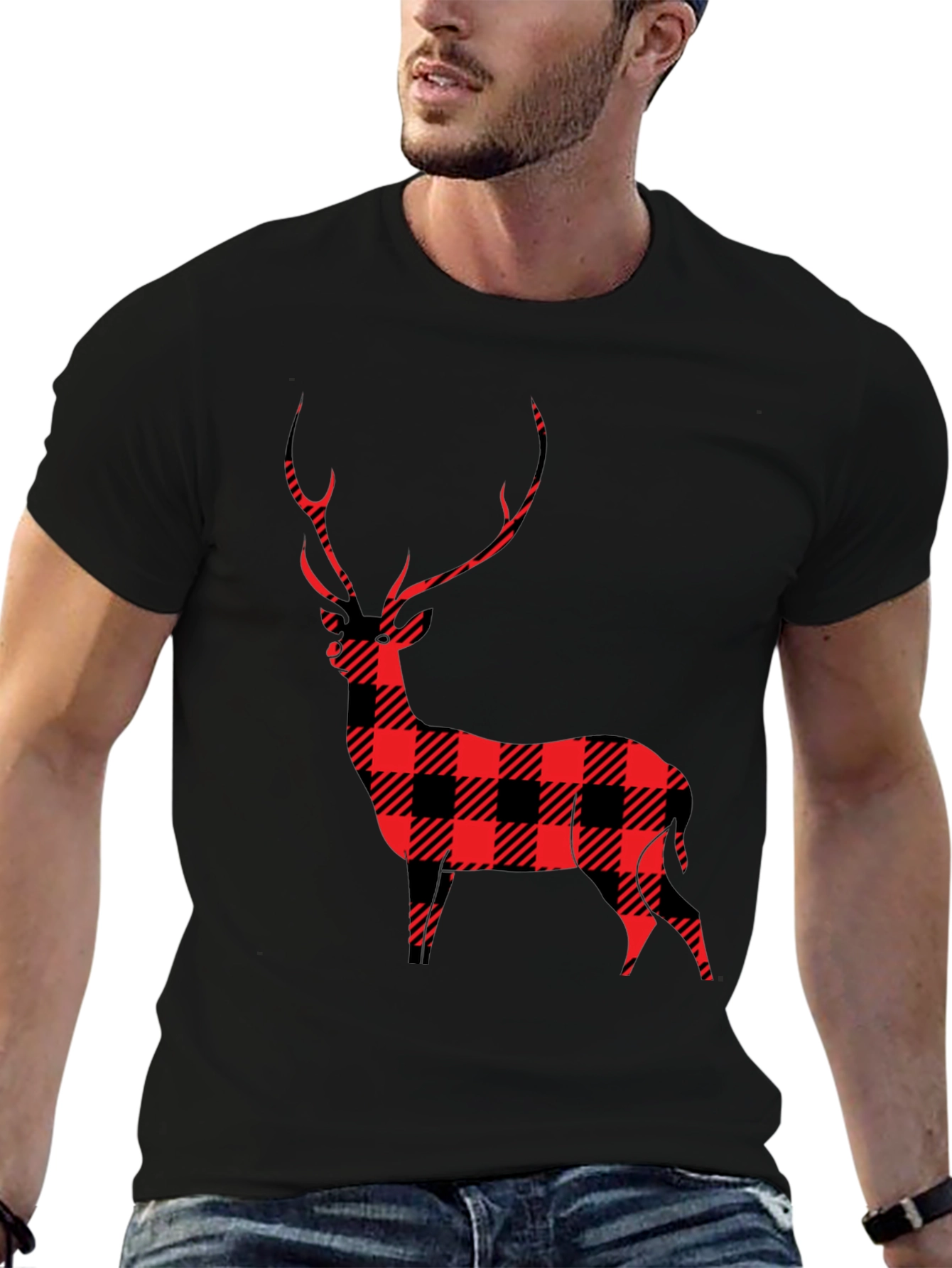 Buffalo Plaid Deer Graphic Tee