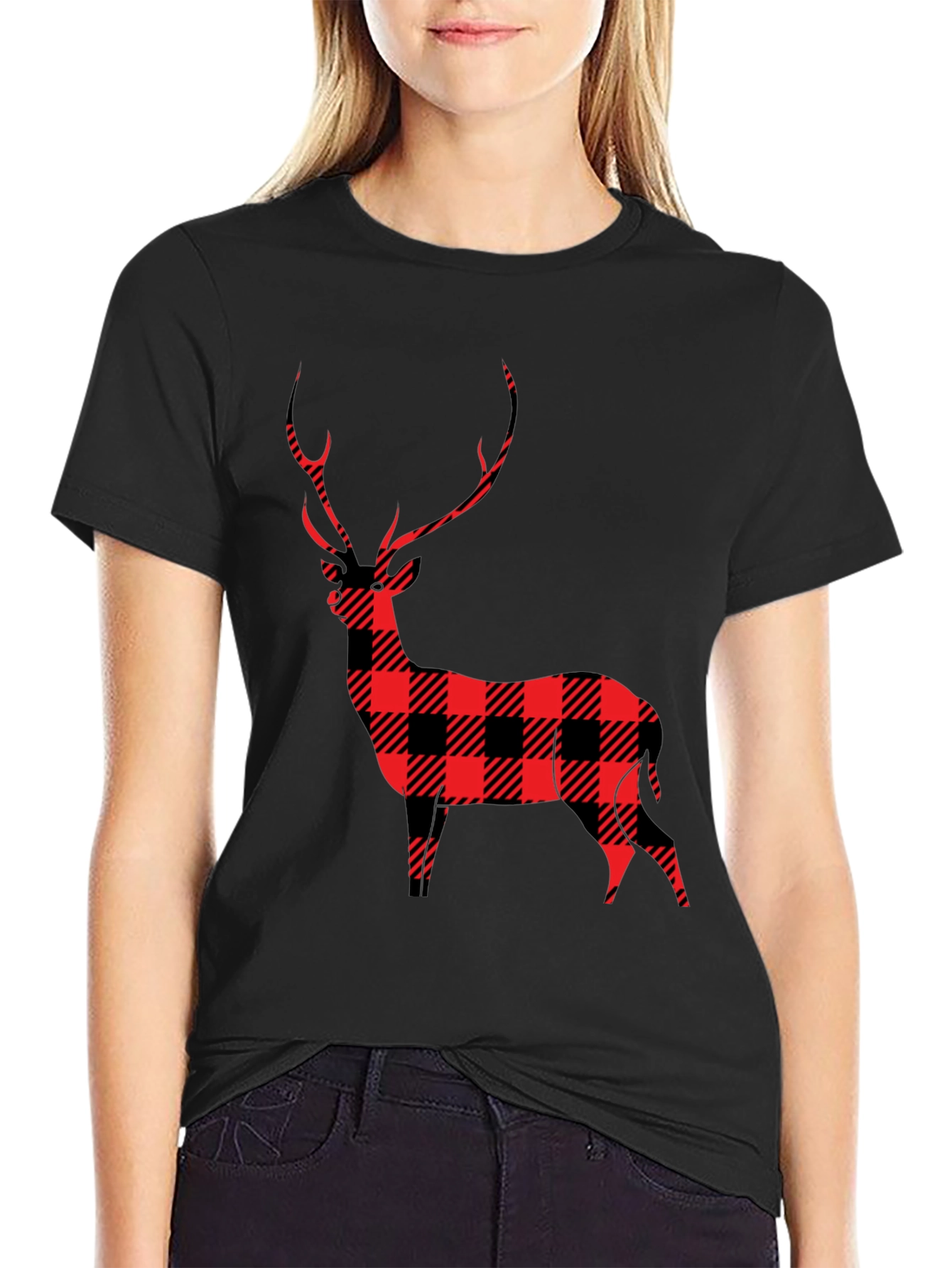 Buffalo Plaid Deer Graphic Tee