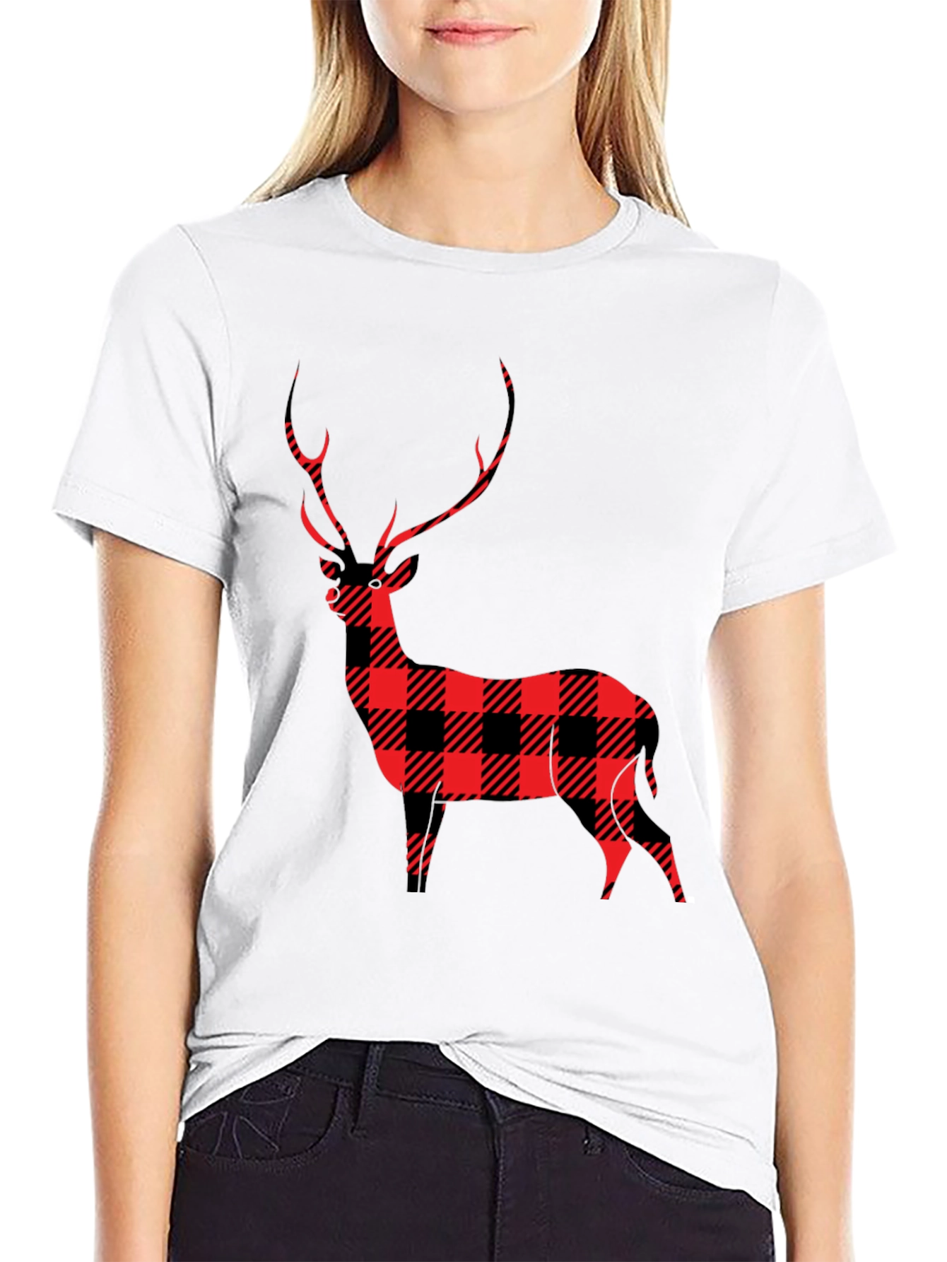 Buffalo Plaid Deer Graphic Tee