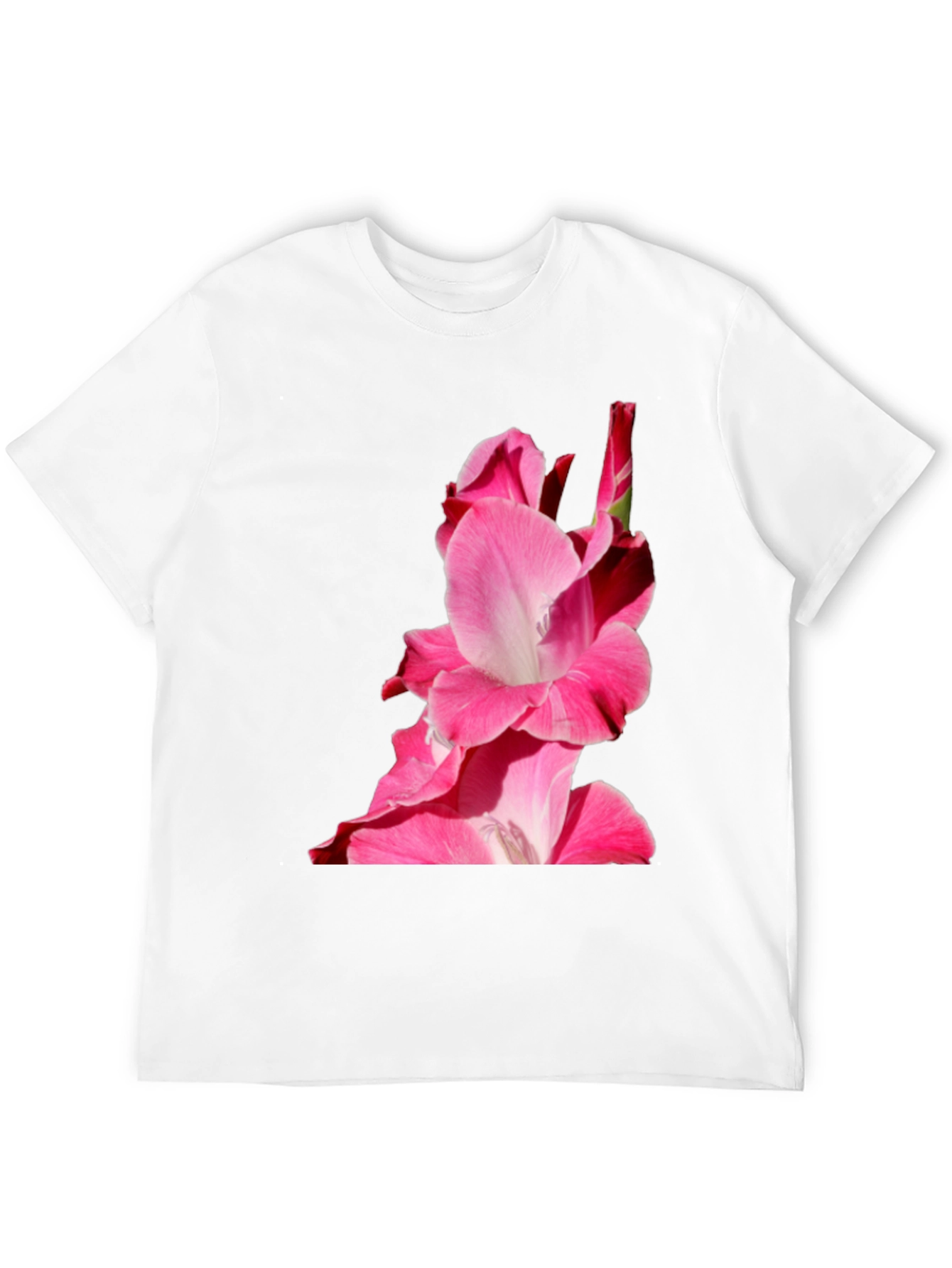 Pink Floral Print Black Tee