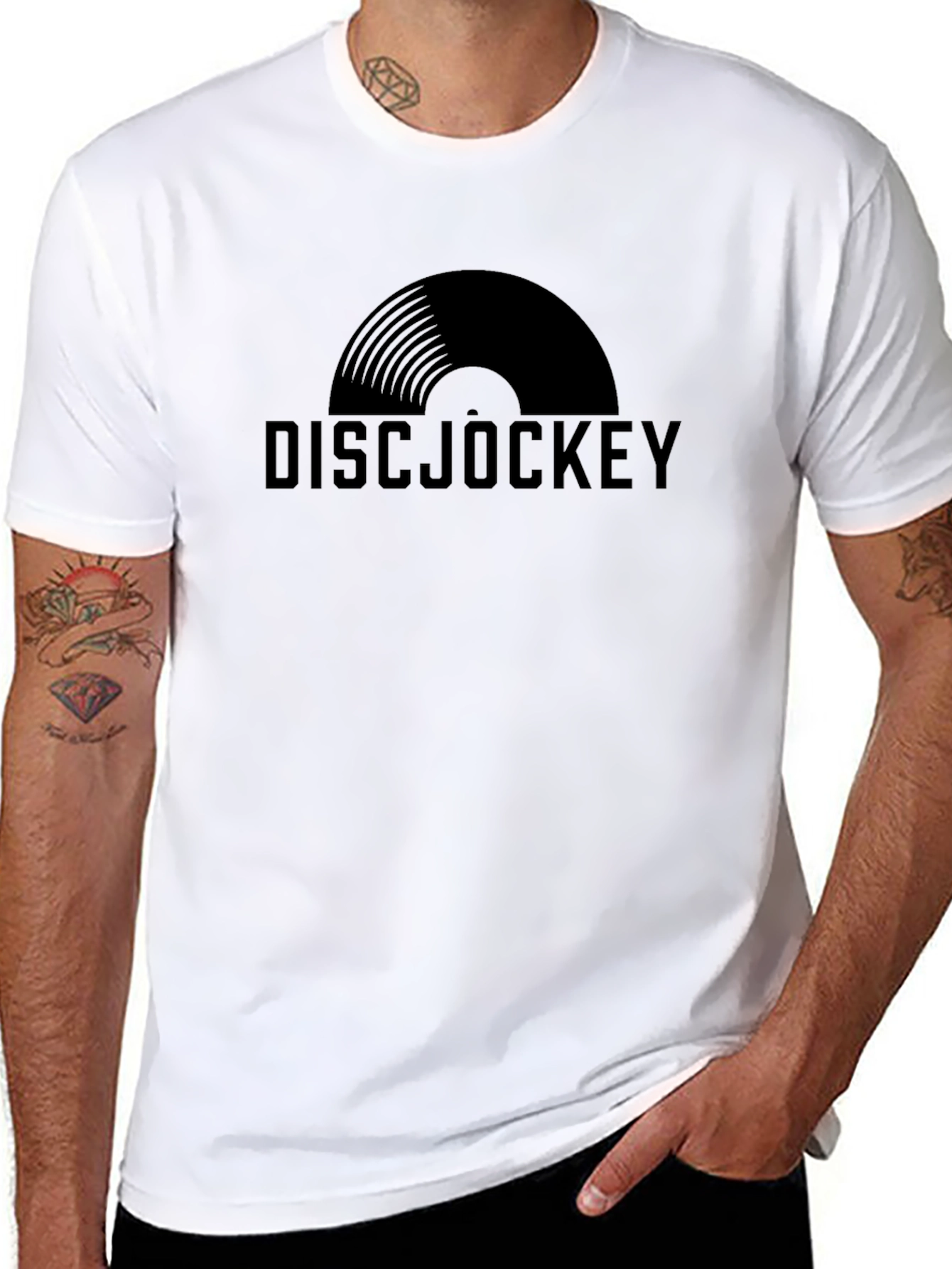 Disc Jockey Graphic Tee - Black Cotton Comfort