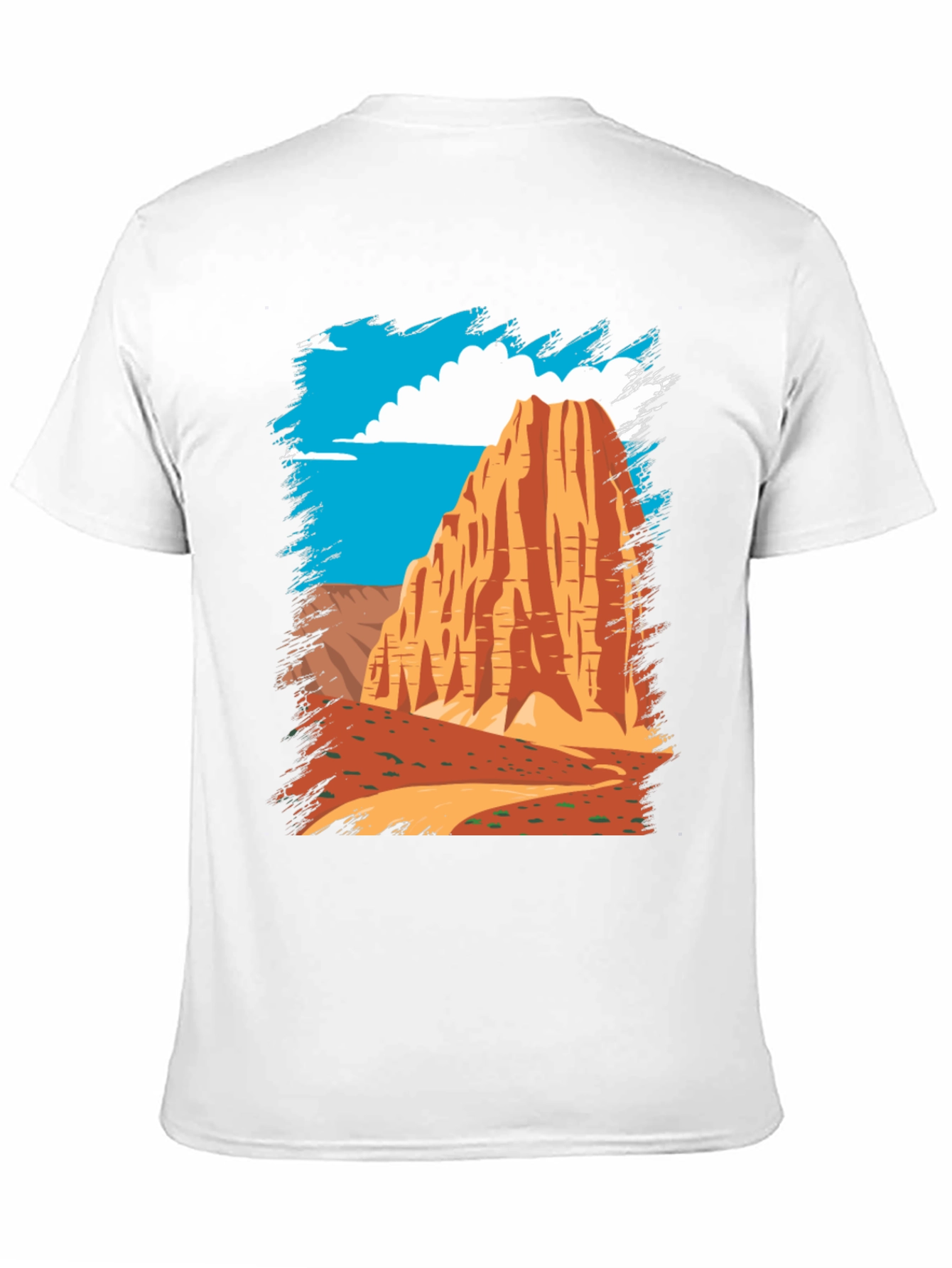 Desert Mountain Graphic Tee - Black Cotton Casual T-Shirt