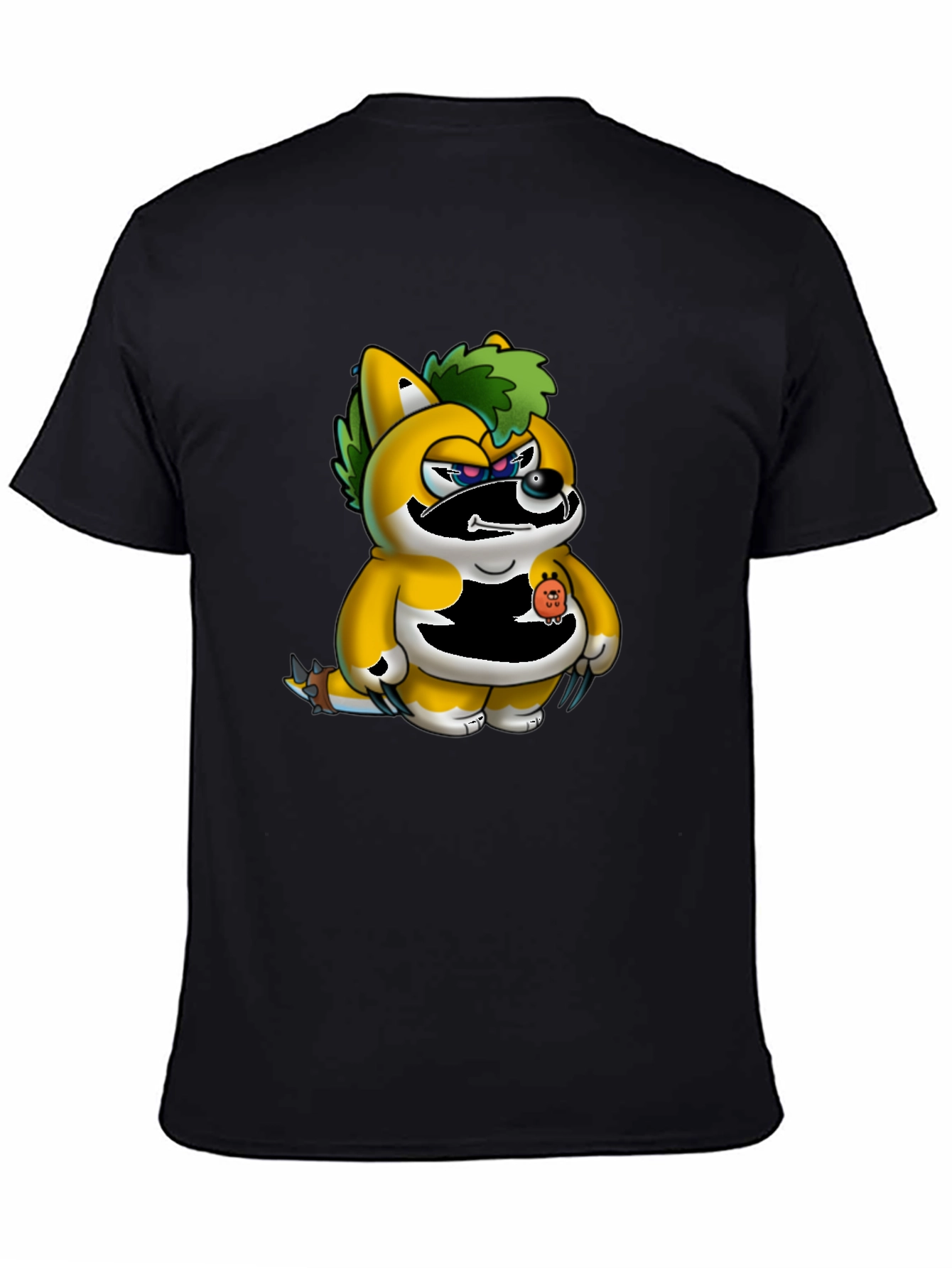 Mens Black T-Shirt with Unique Cartoon Print