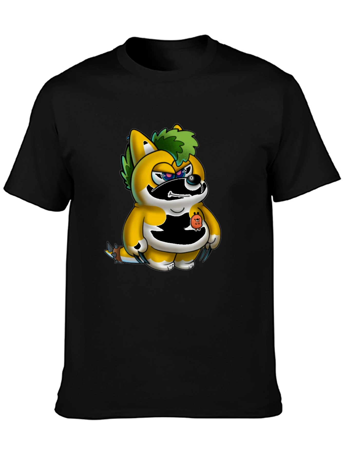 Mens Black T-Shirt with Unique Cartoon Print