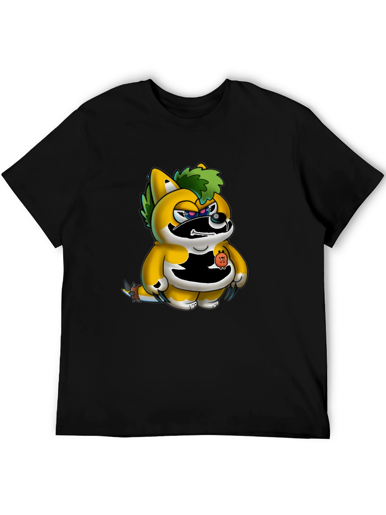 Mens Black T-Shirt with Unique Cartoon Print