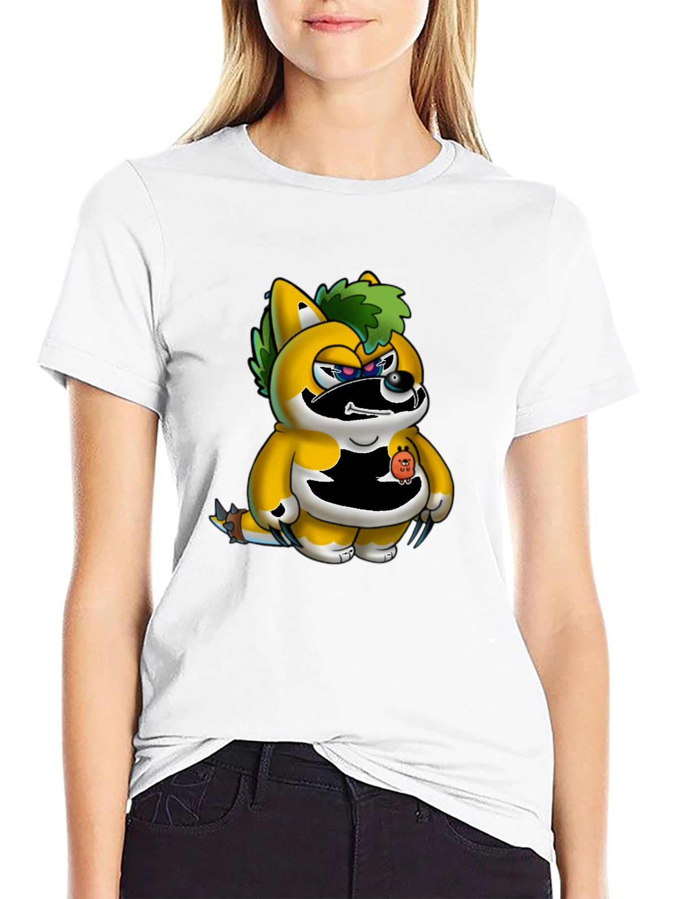 Mens Black T-Shirt with Unique Cartoon Print