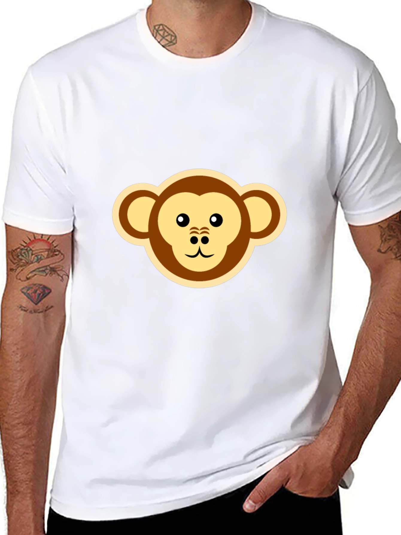 Monkey Face Graphic Tee - Black Casual T-Shirt
