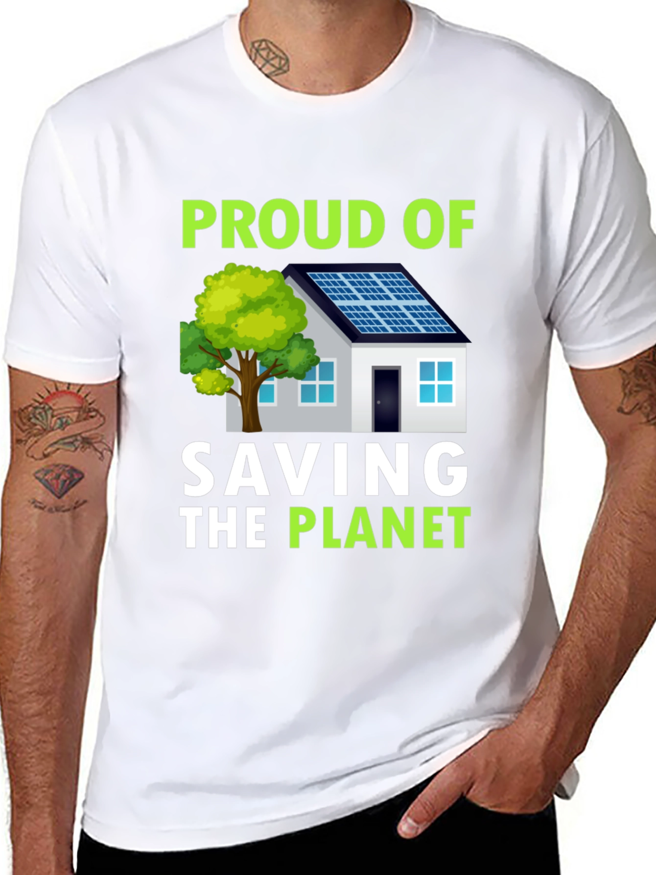Proud To Save The Planet Solar Energy House T-Shirt
