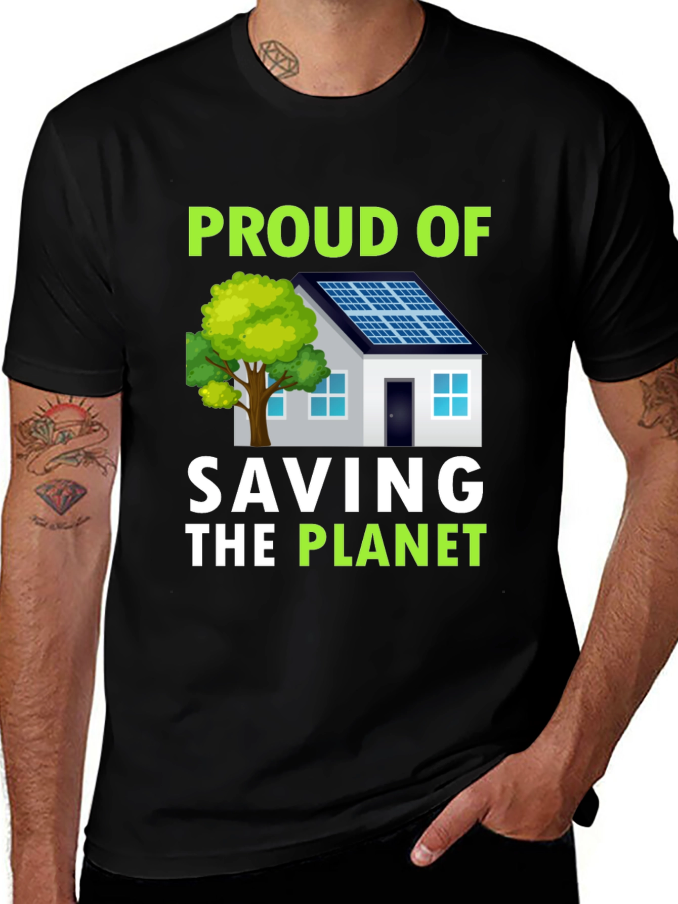 Proud To Save The Planet Solar Energy House T-Shirt