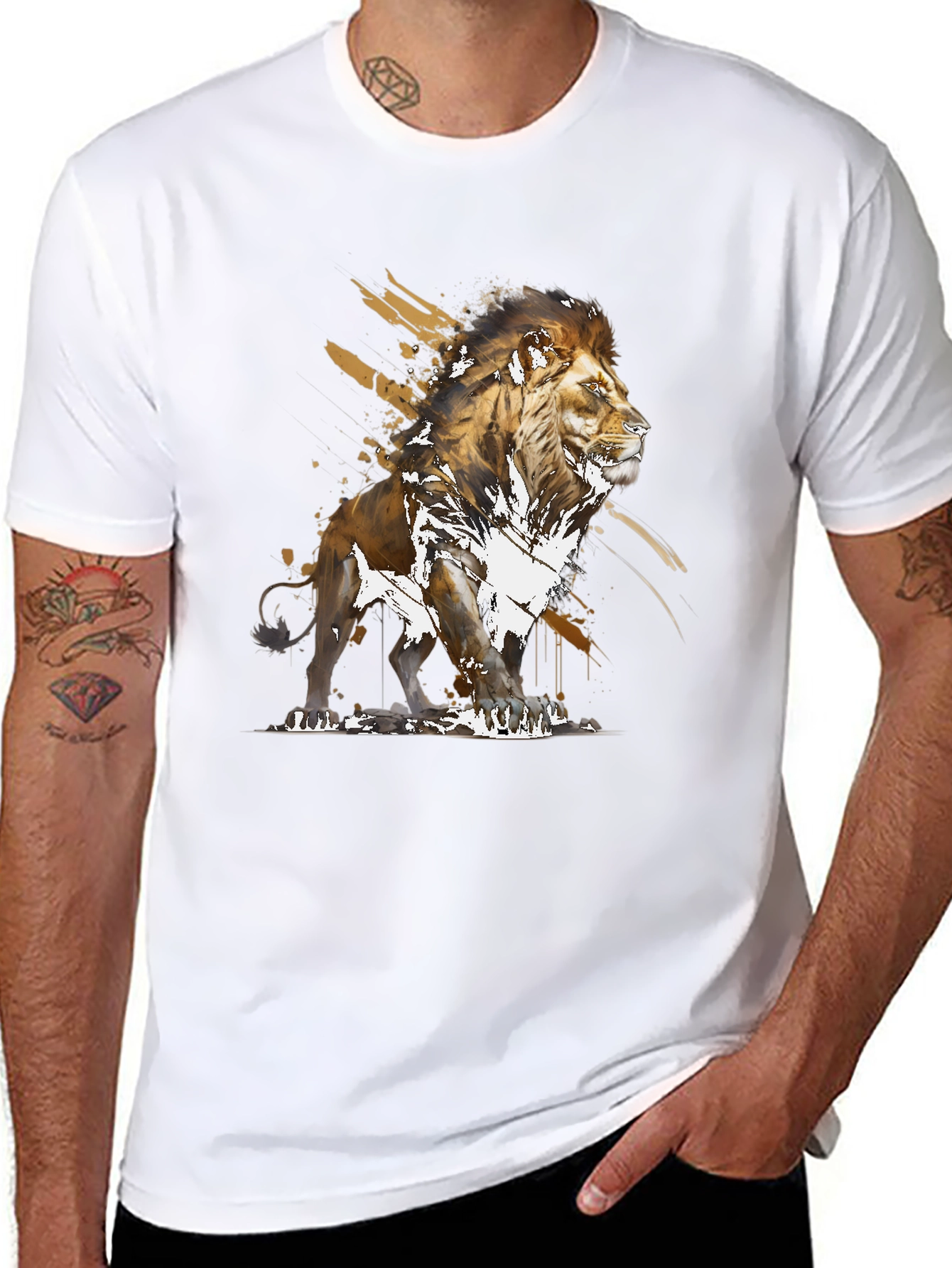 Lion Graphic Print Black T-Shirt