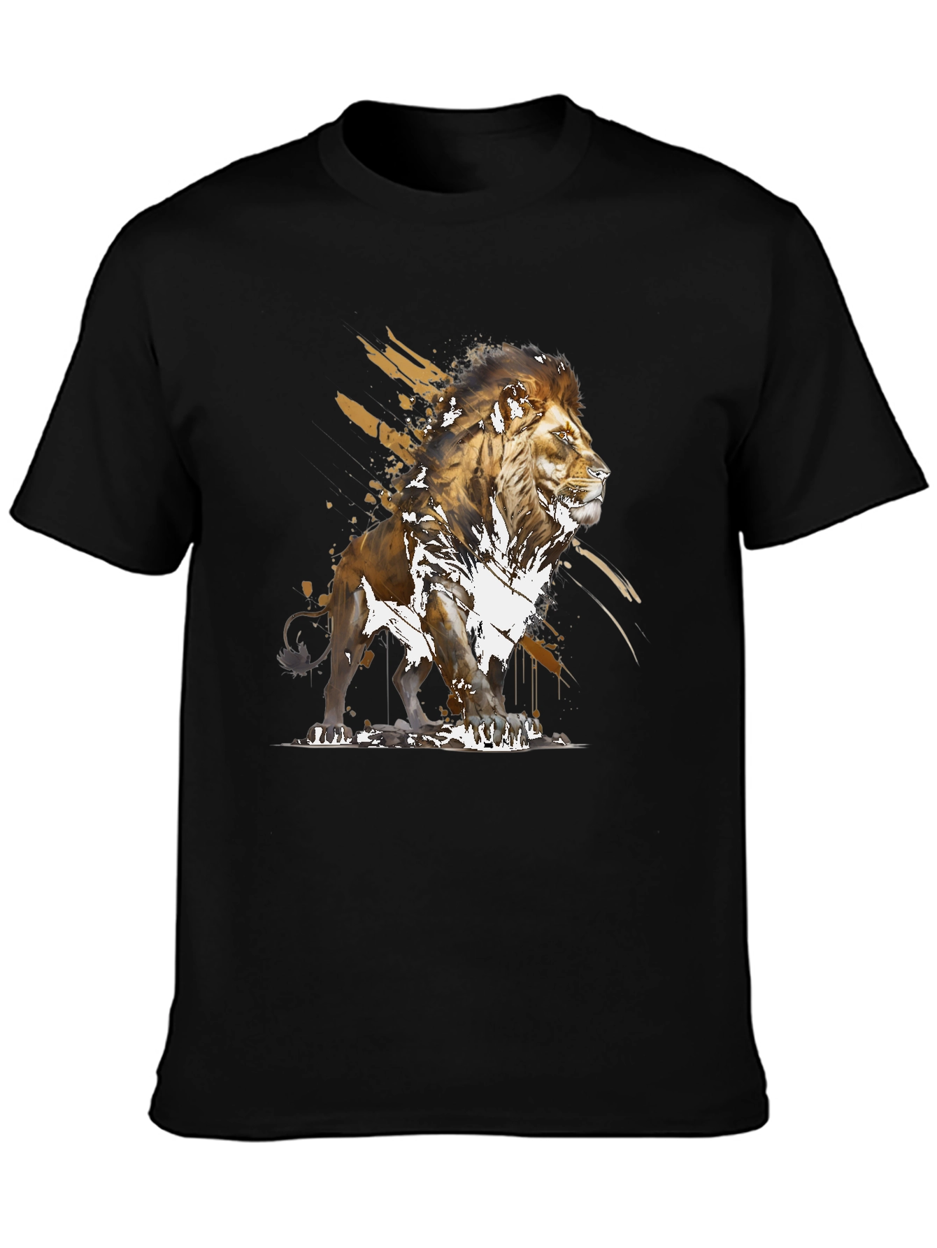 Lion Graphic Print Black T-Shirt