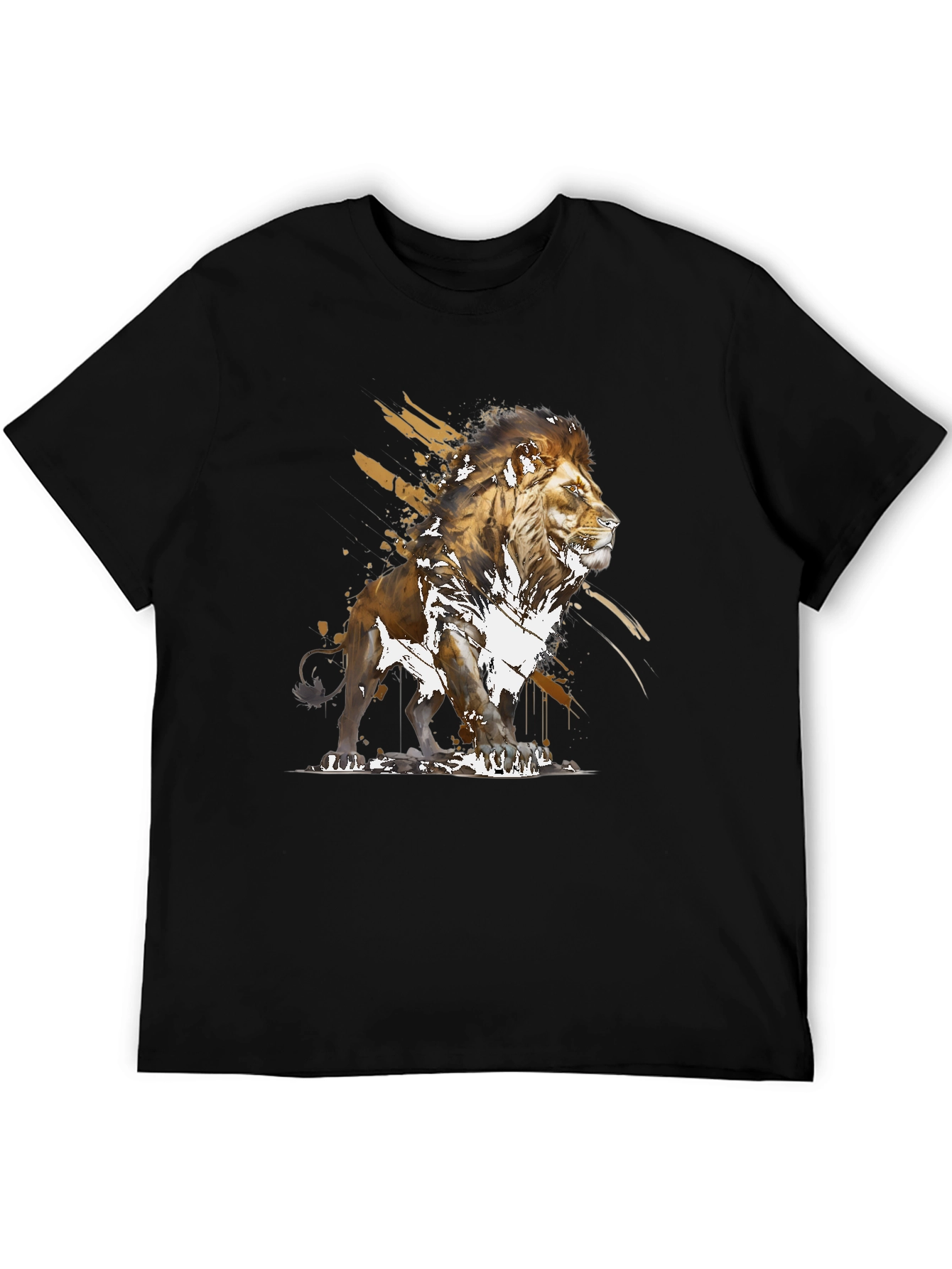 Lion Graphic Print Black T-Shirt