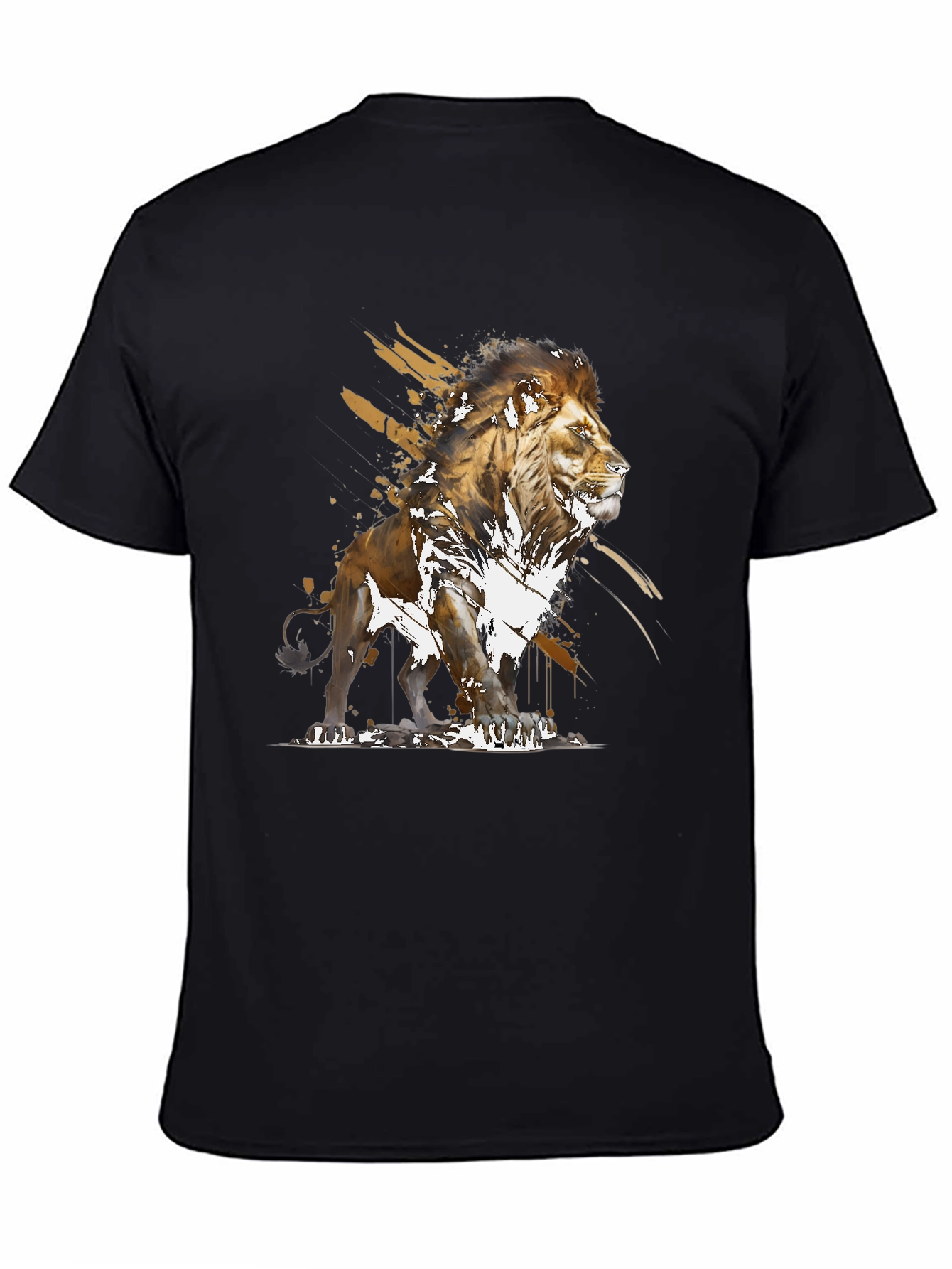 Lion Graphic Print Black T-Shirt
