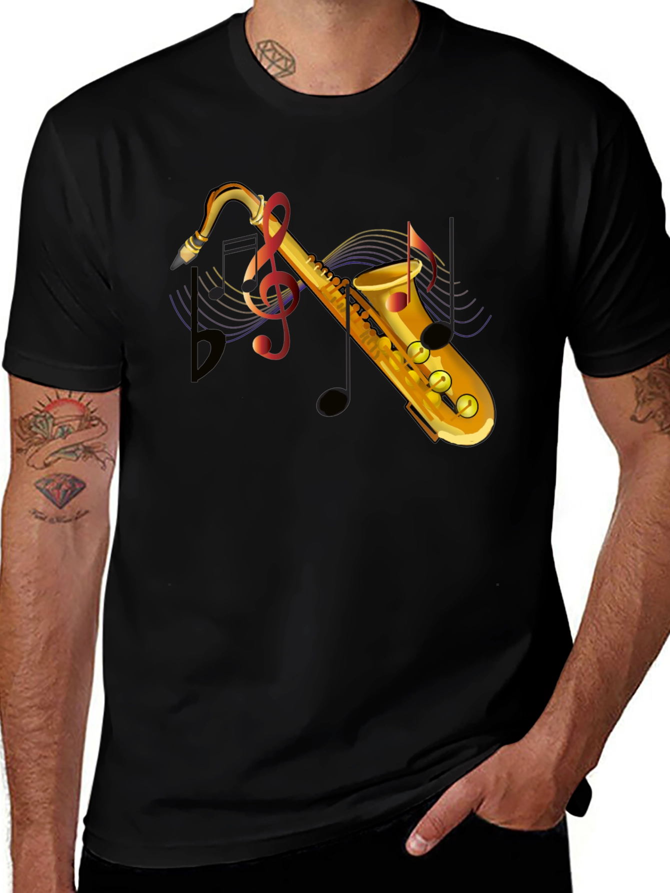Saxophone Music T-Shirt - Mens Graphic Tee