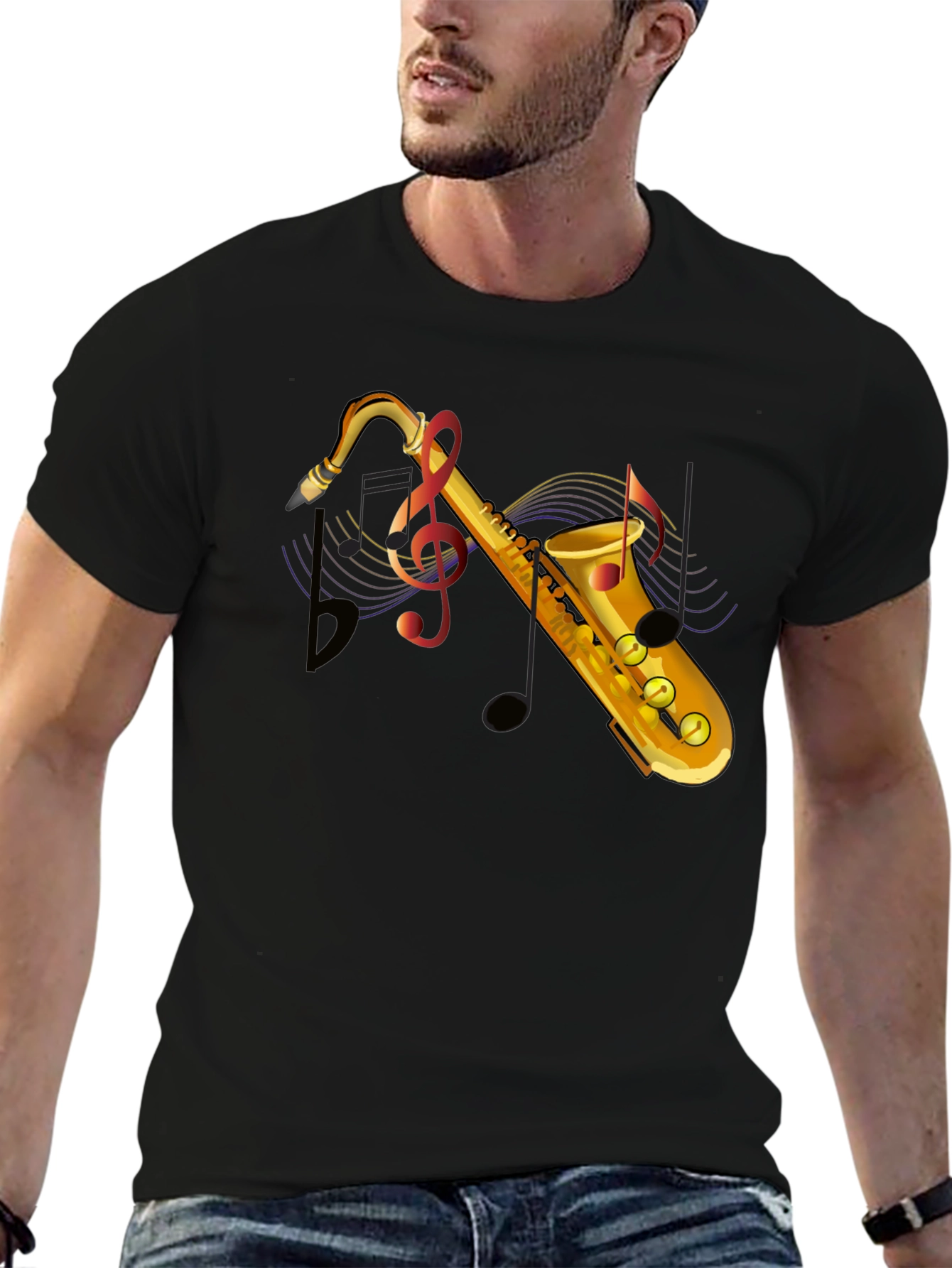 Saxophone Music T-Shirt - Mens Graphic Tee