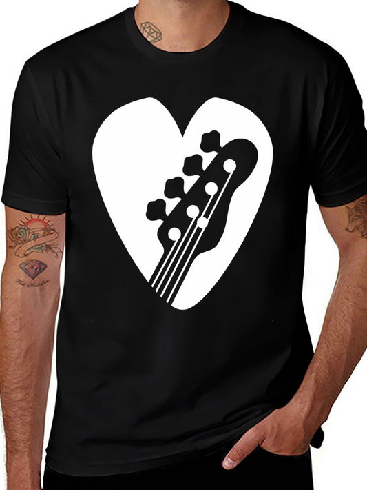 Bass Guitar Heart Graphic Tee - Musicians T-Shirt