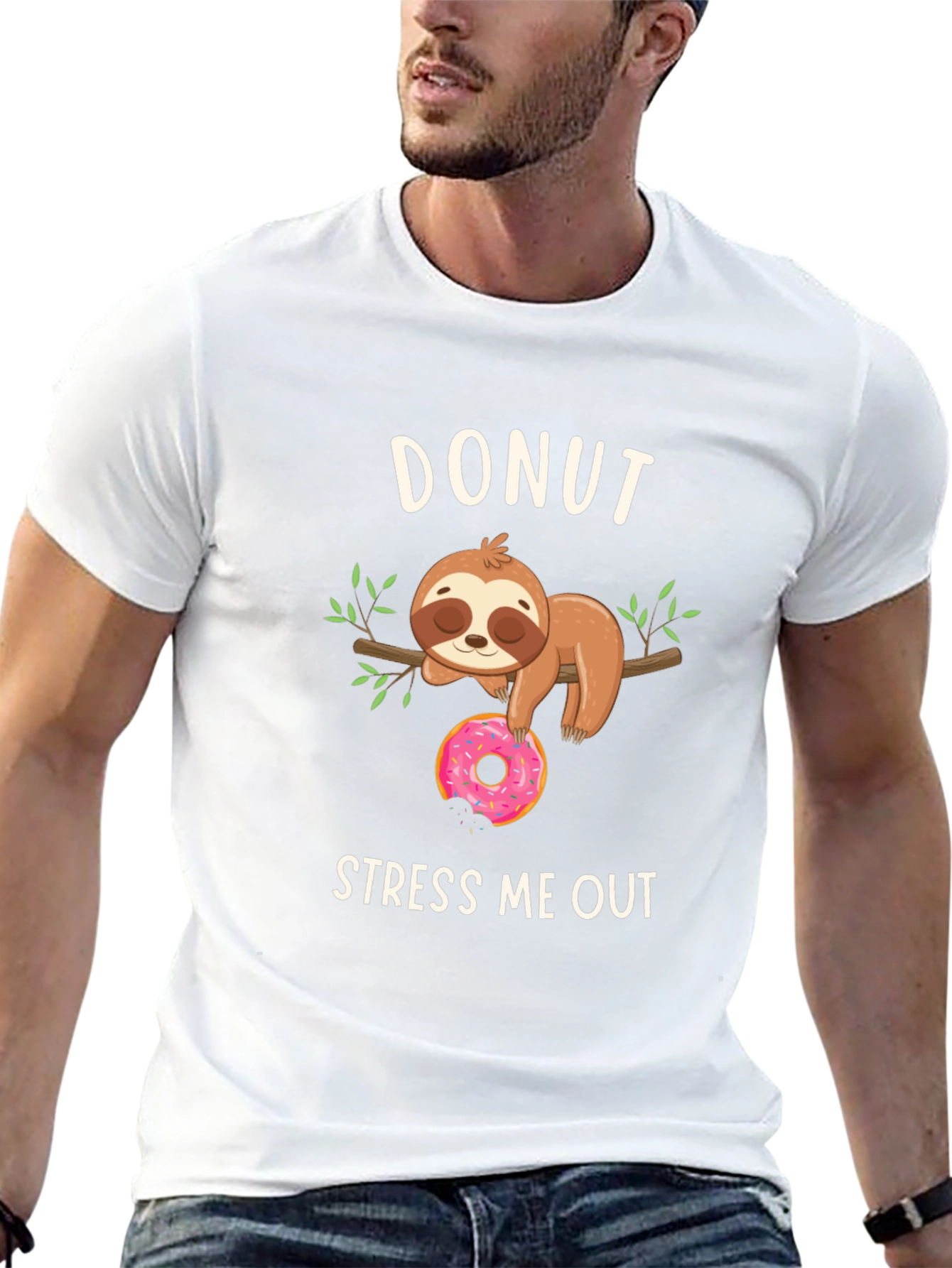 Donut Stress Me Out Sloth Graphic T-Shirt
