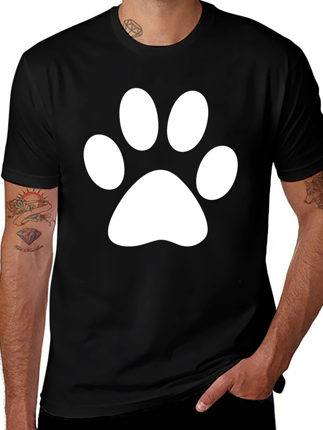 Paw Print Tee - Classic Crew Neck T-Shirt