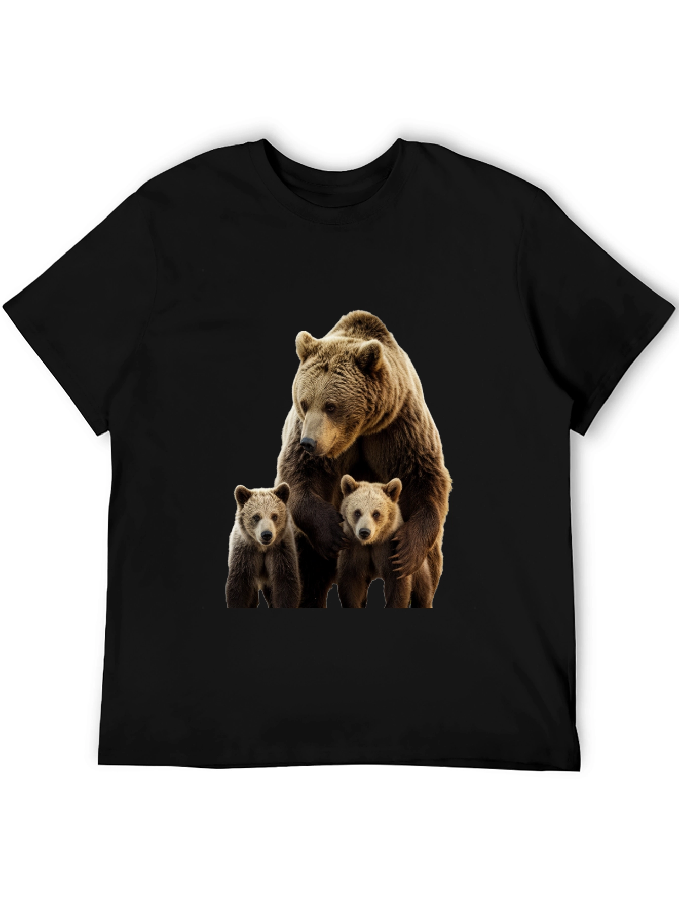 Bear Family Graphic Print Crew Neck T-Shirt