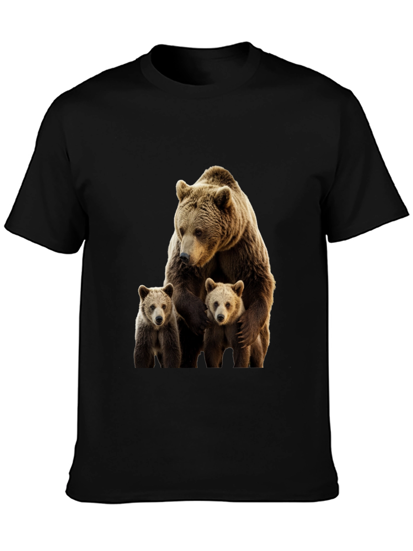 Bear Family Graphic Print Crew Neck T-Shirt
