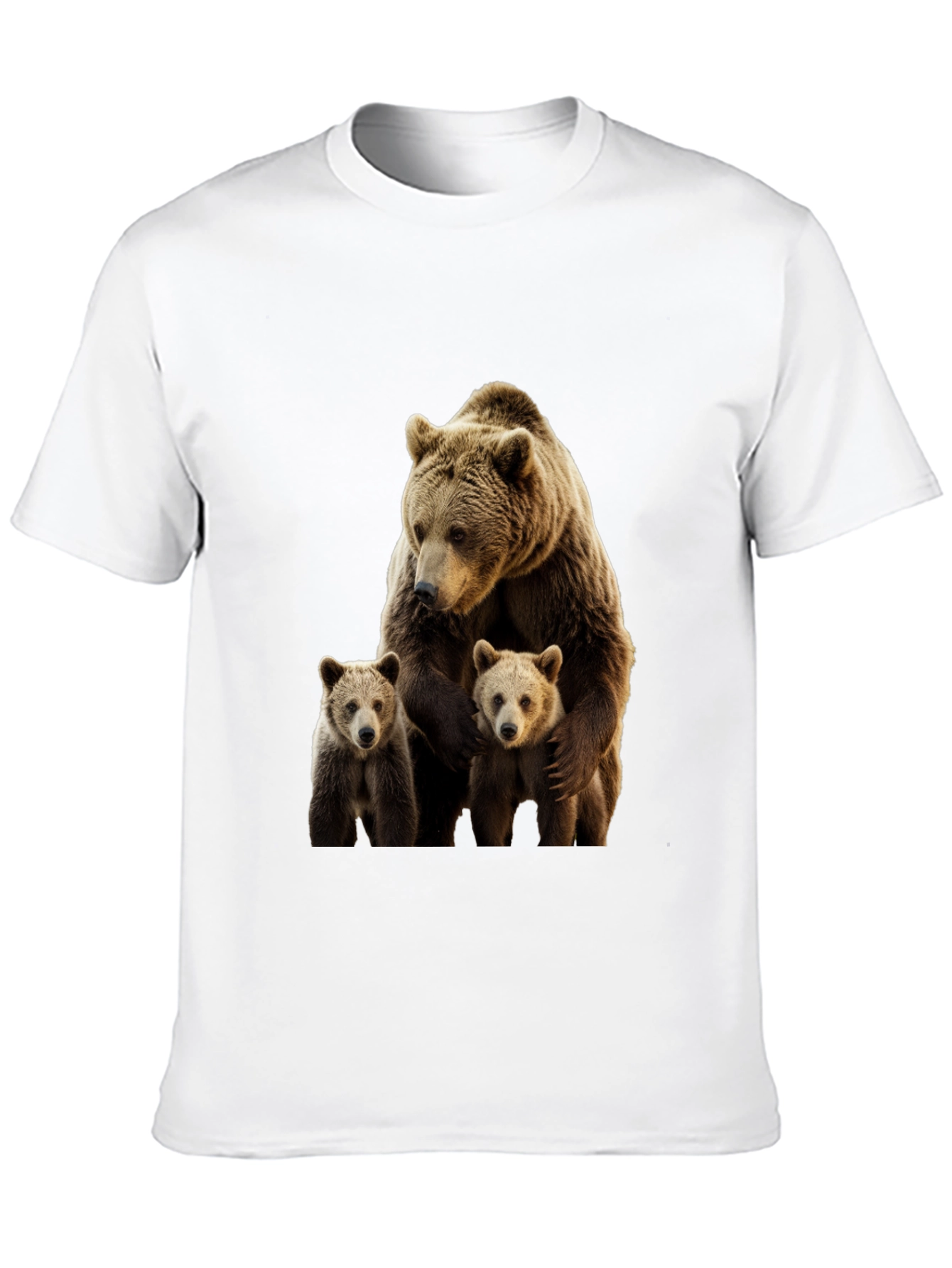 Bear Family Graphic Print Crew Neck T-Shirt