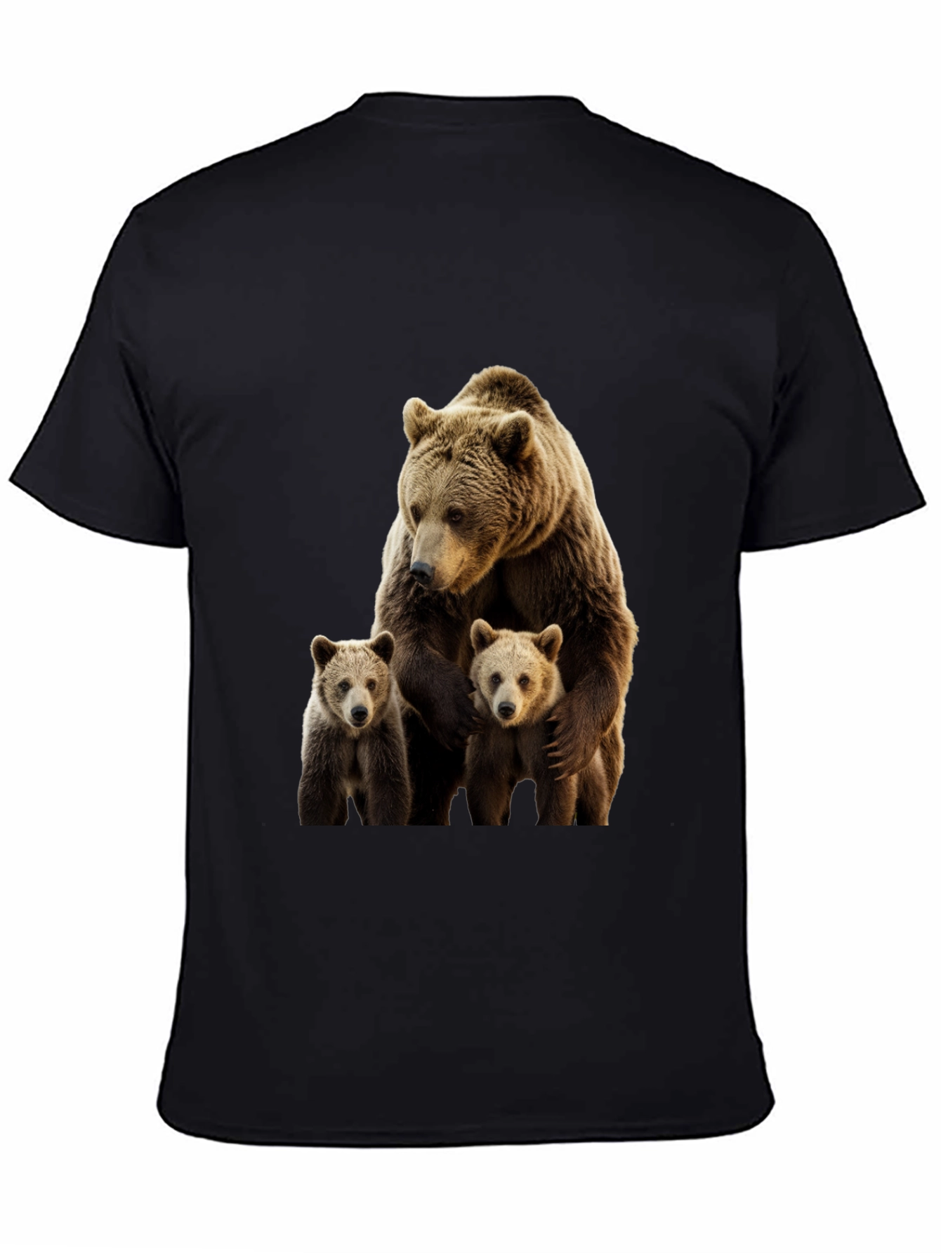Bear Family Graphic Print Crew Neck T-Shirt