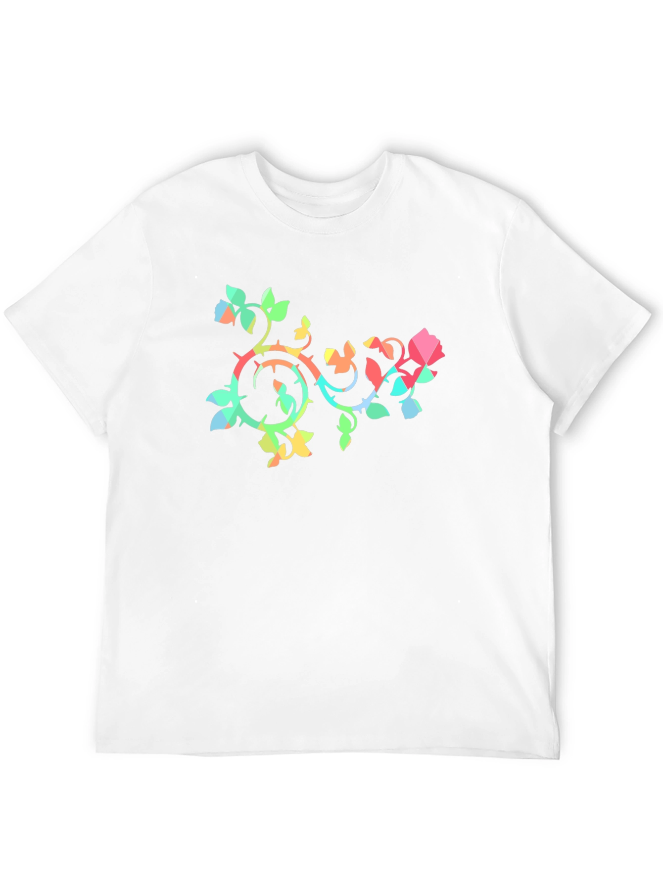 Geometric Rose Vine Black T-Shirt