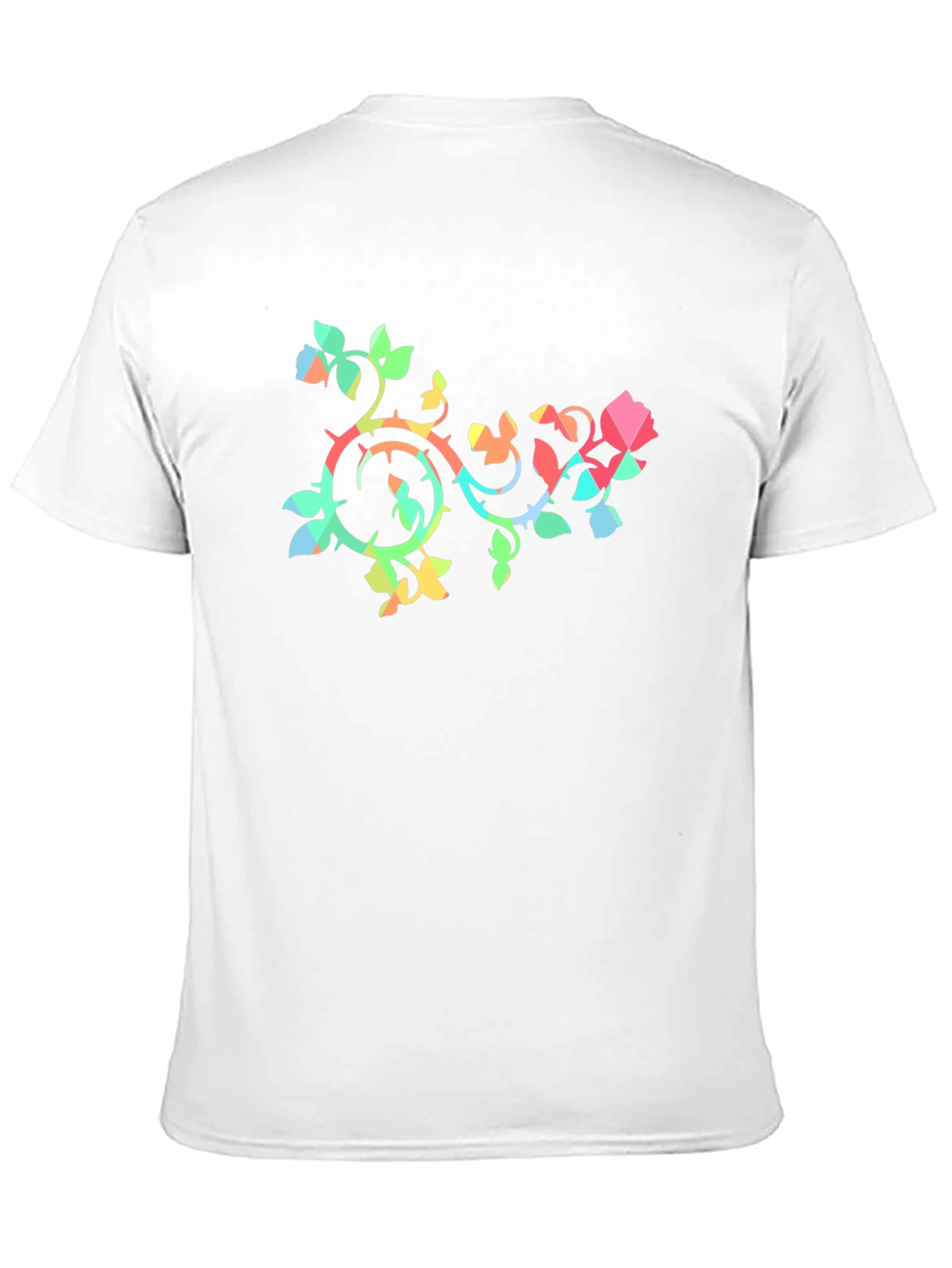 Geometric Rose Vine Black T-Shirt