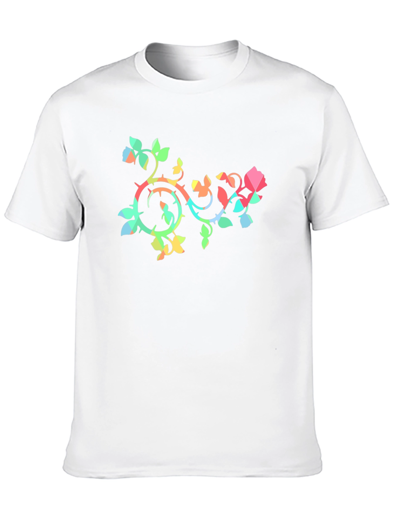 Geometric Rose Vine Black T-Shirt