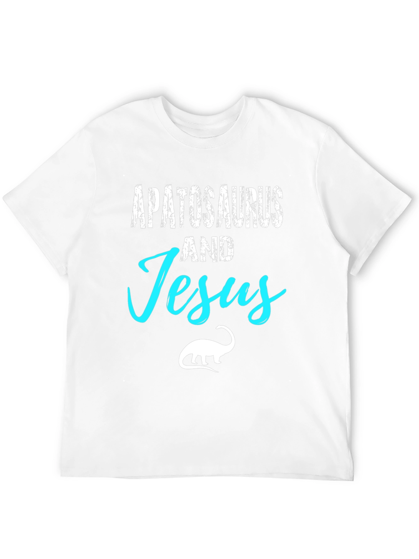 Apatosaurus and Jesus Black Graphic T-Shirt