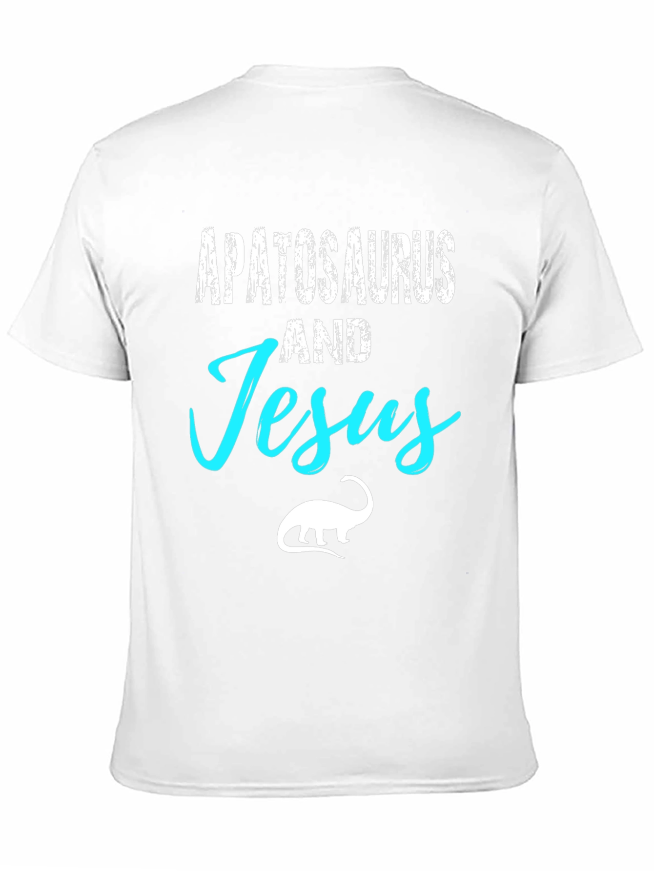 Apatosaurus and Jesus Black Graphic T-Shirt